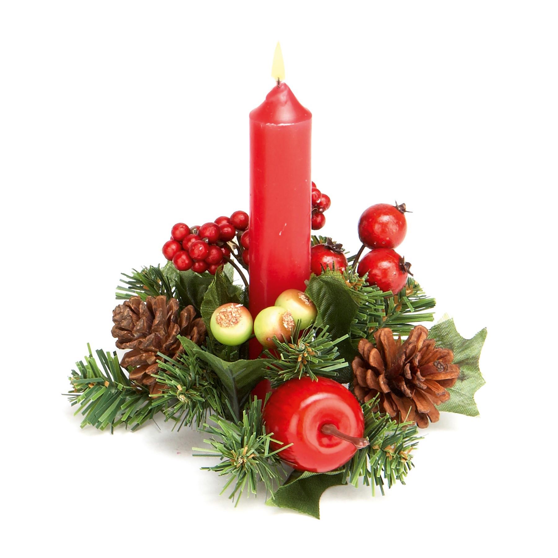 image365616428-1.jpg Artificial Wreath Candle Ring Christmas Table Decoration 13cm - Apple and Pine Cone