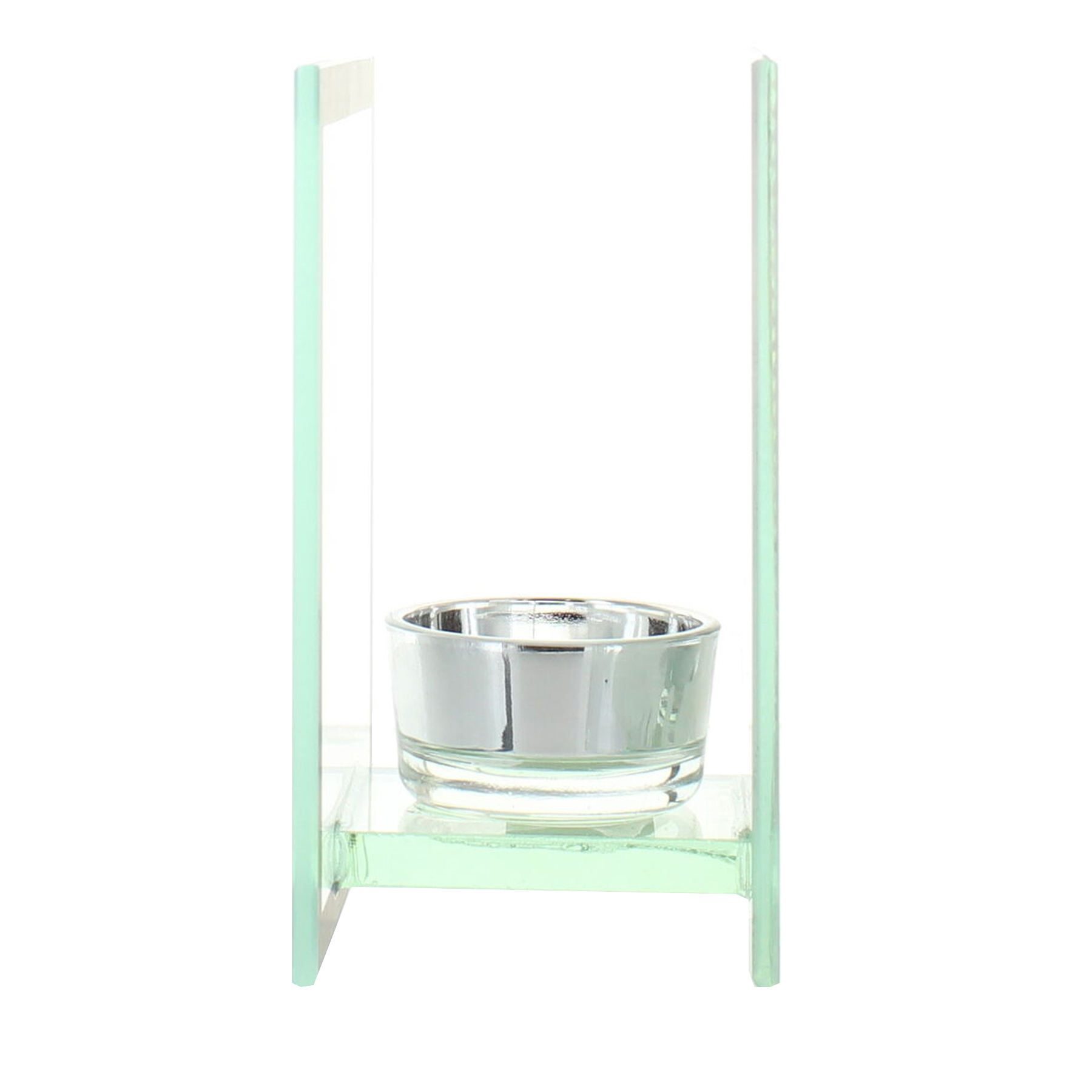 Christmas Glass Tea Light Candle Holder - Santa Design