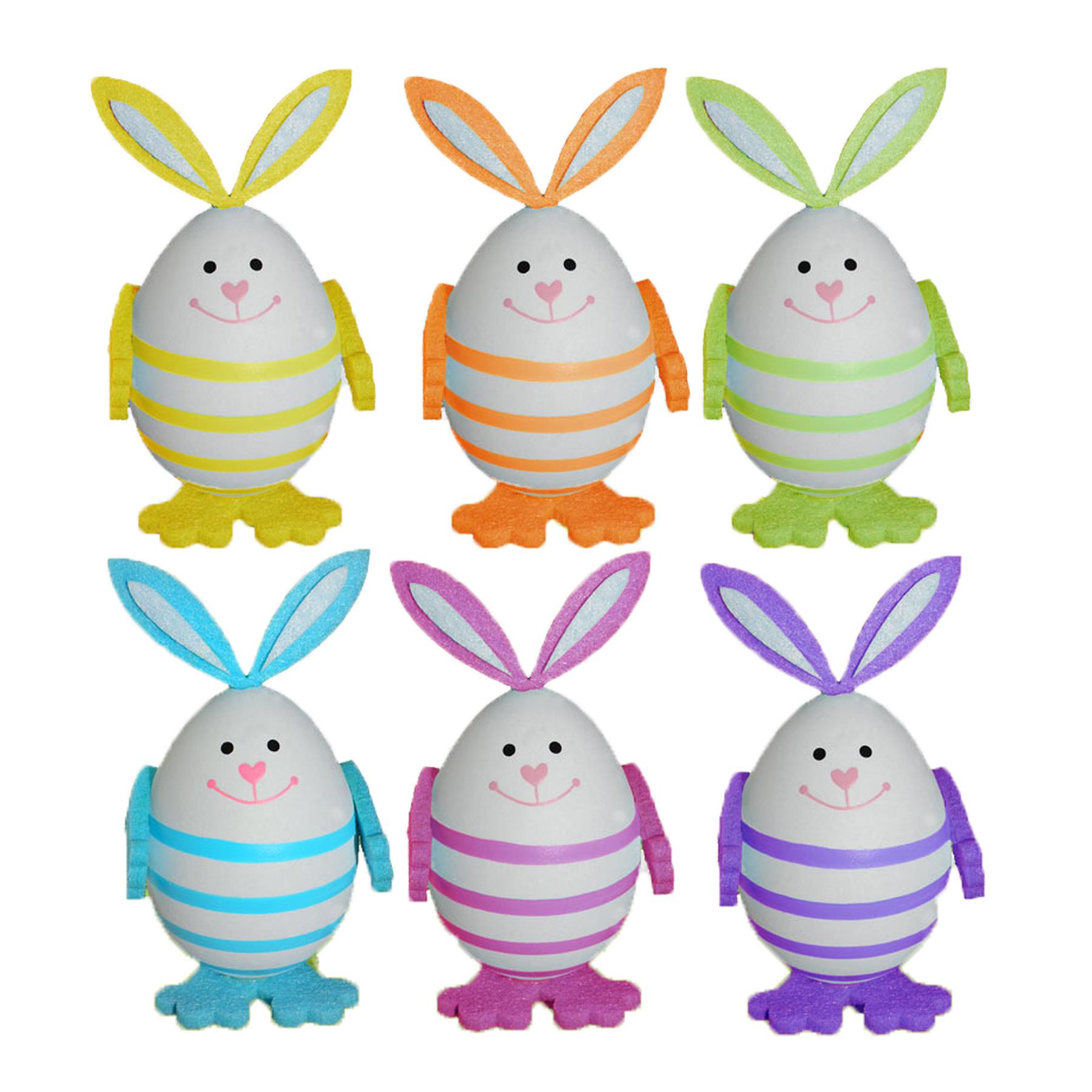 Easter Art Deco Decorations, Room Ornament - 6 Pack Egg Bunnies