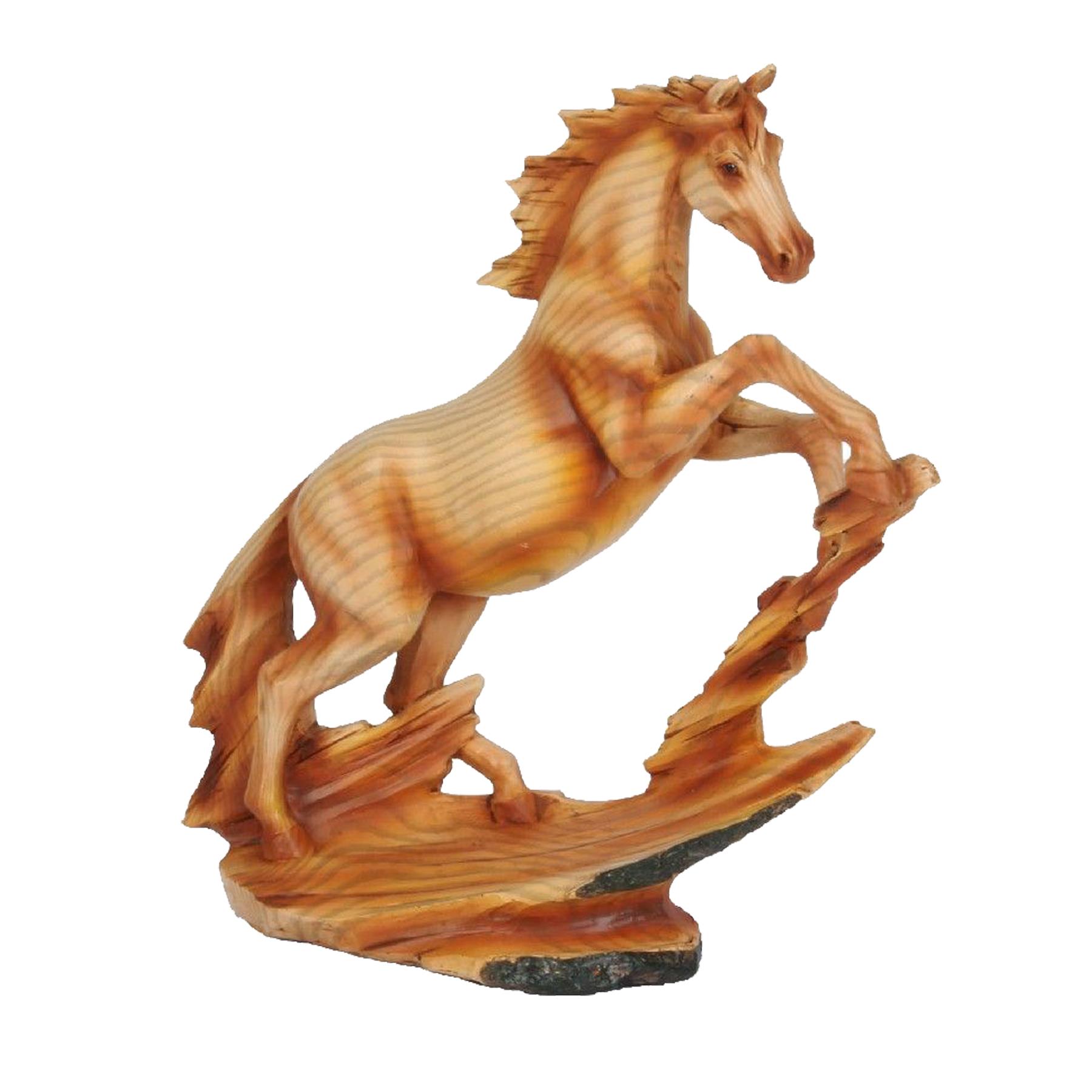 Naturecraft Wood Effect Resin Statue Ornament Figurine - Rearing Horse