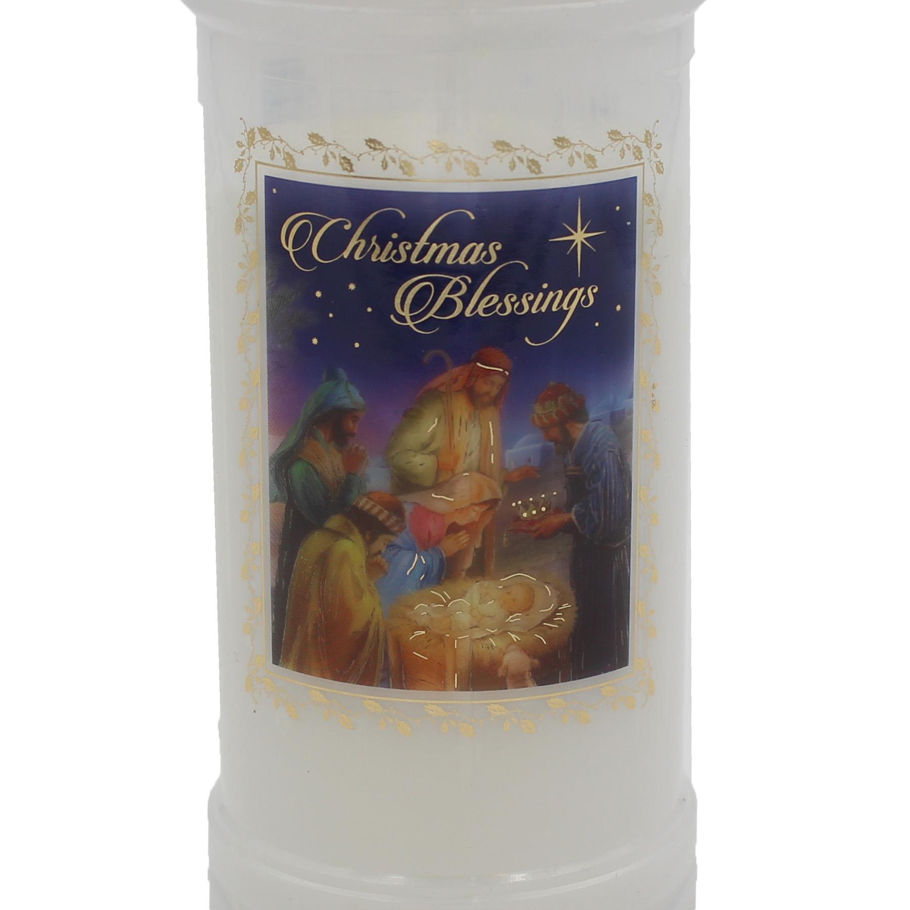 Pillar Candle Christmas Blessing with Carol Verse 14cm Keepsake Gift