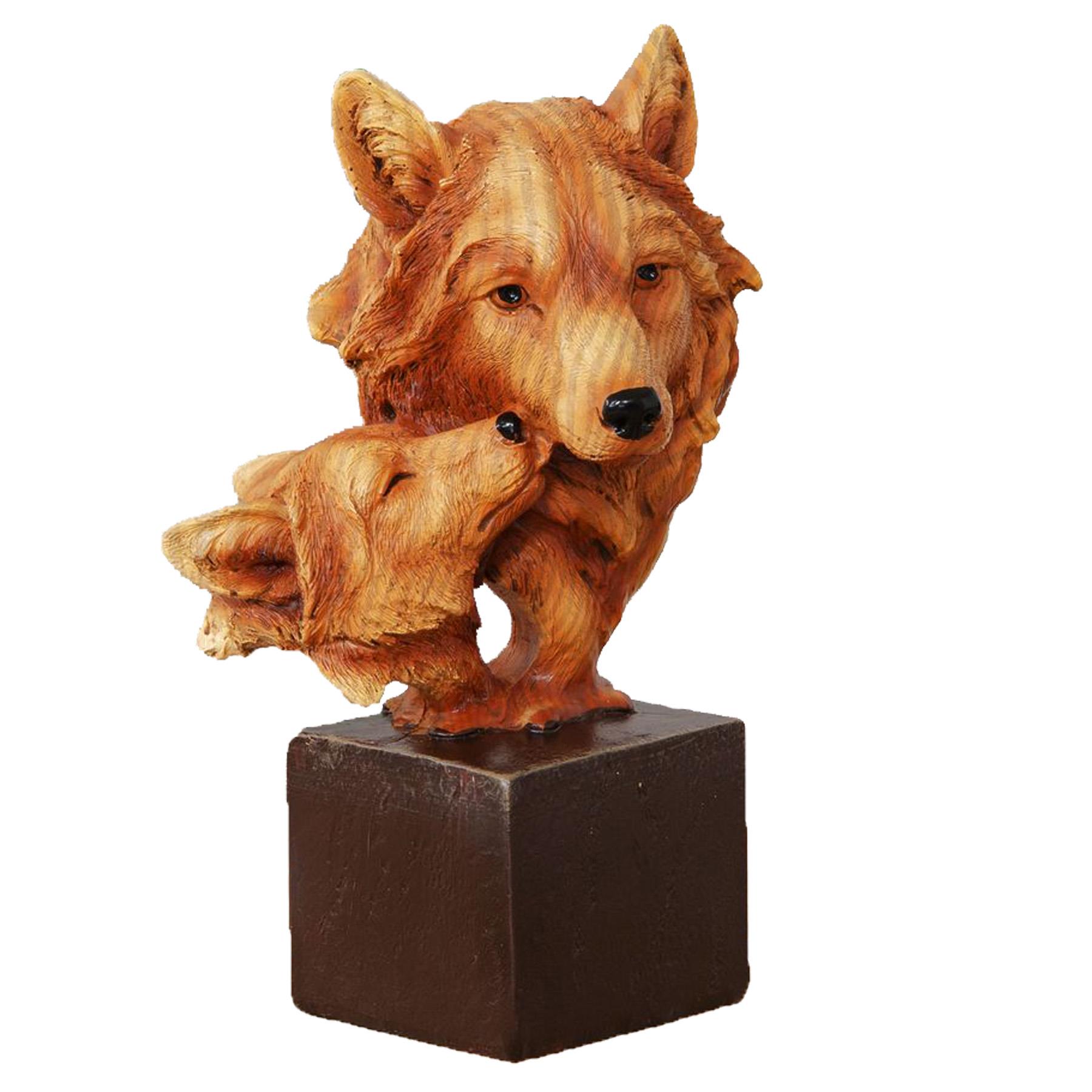 Naturecraft Wood Effect Resin Statue Ornament Figurine - Wolves
