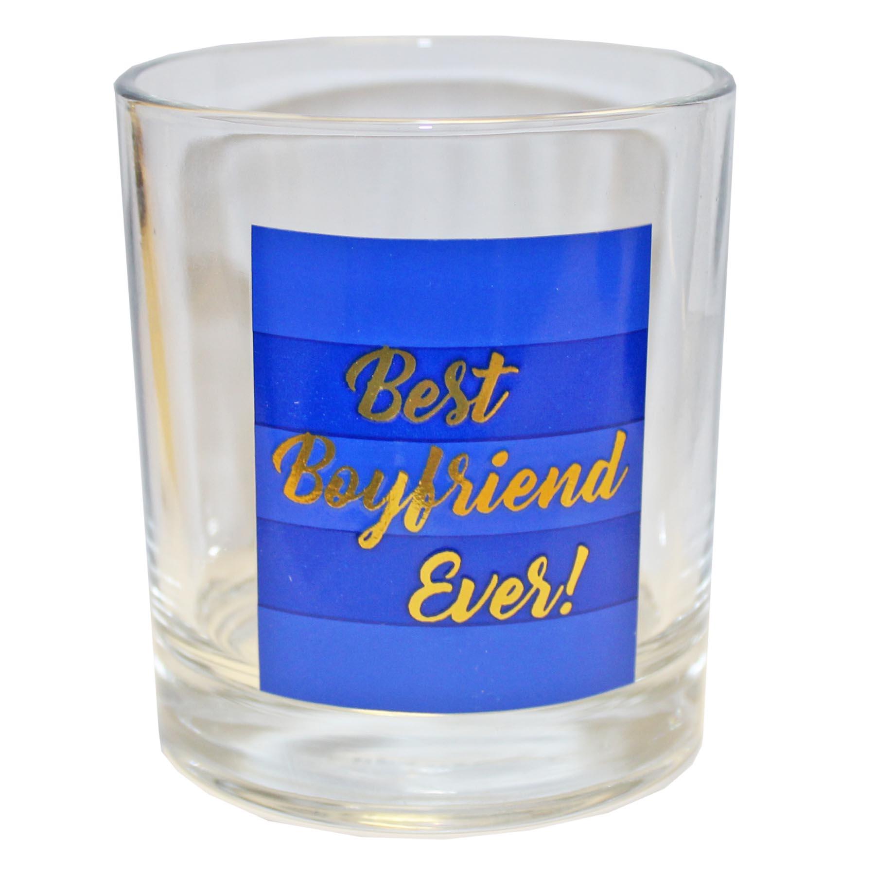 Whisky Glass with Inscription "Best Boyfriend Ever" Boxed Great Christmas Stocking Filler