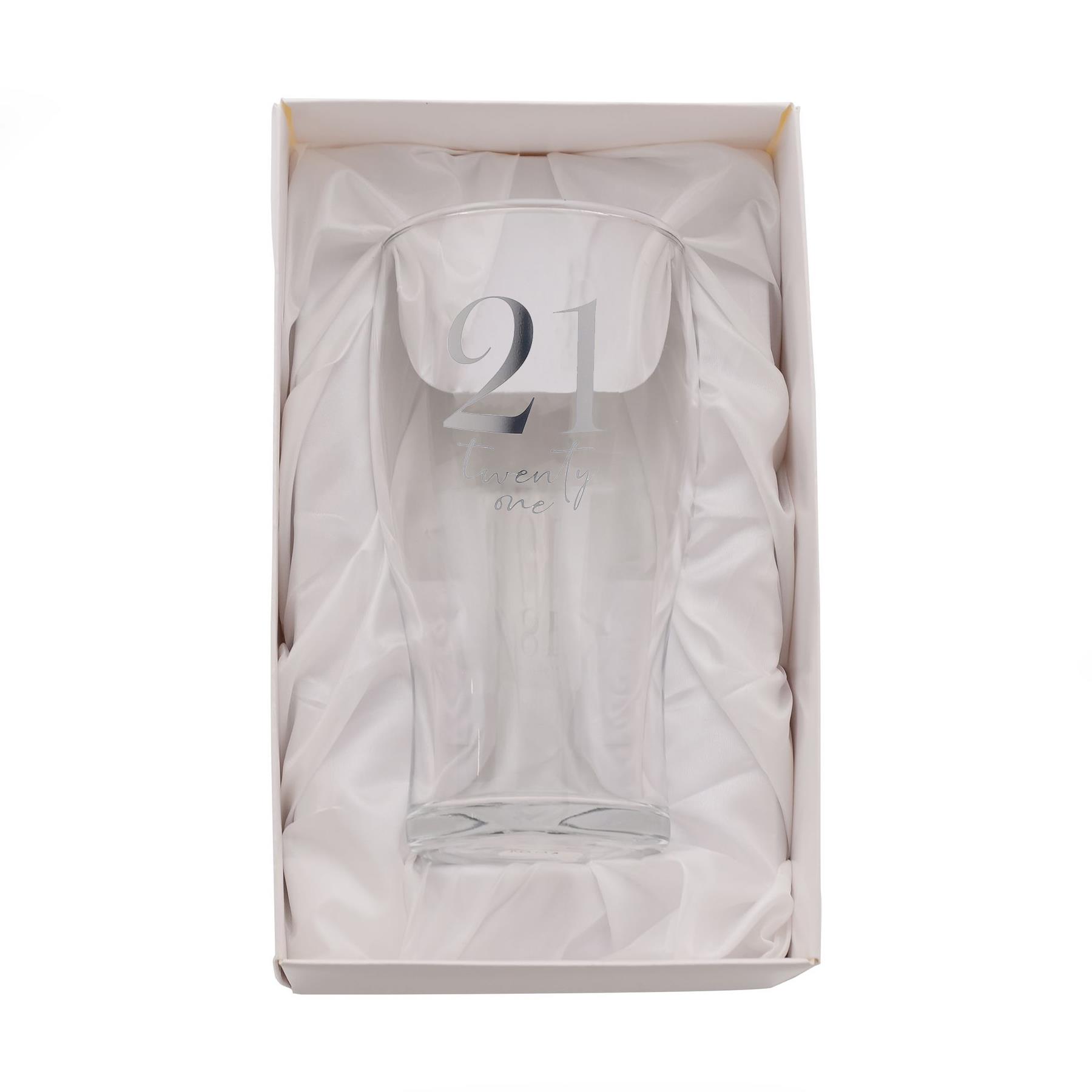 Birthday Pint Beer Glass with Silver Detail - 21