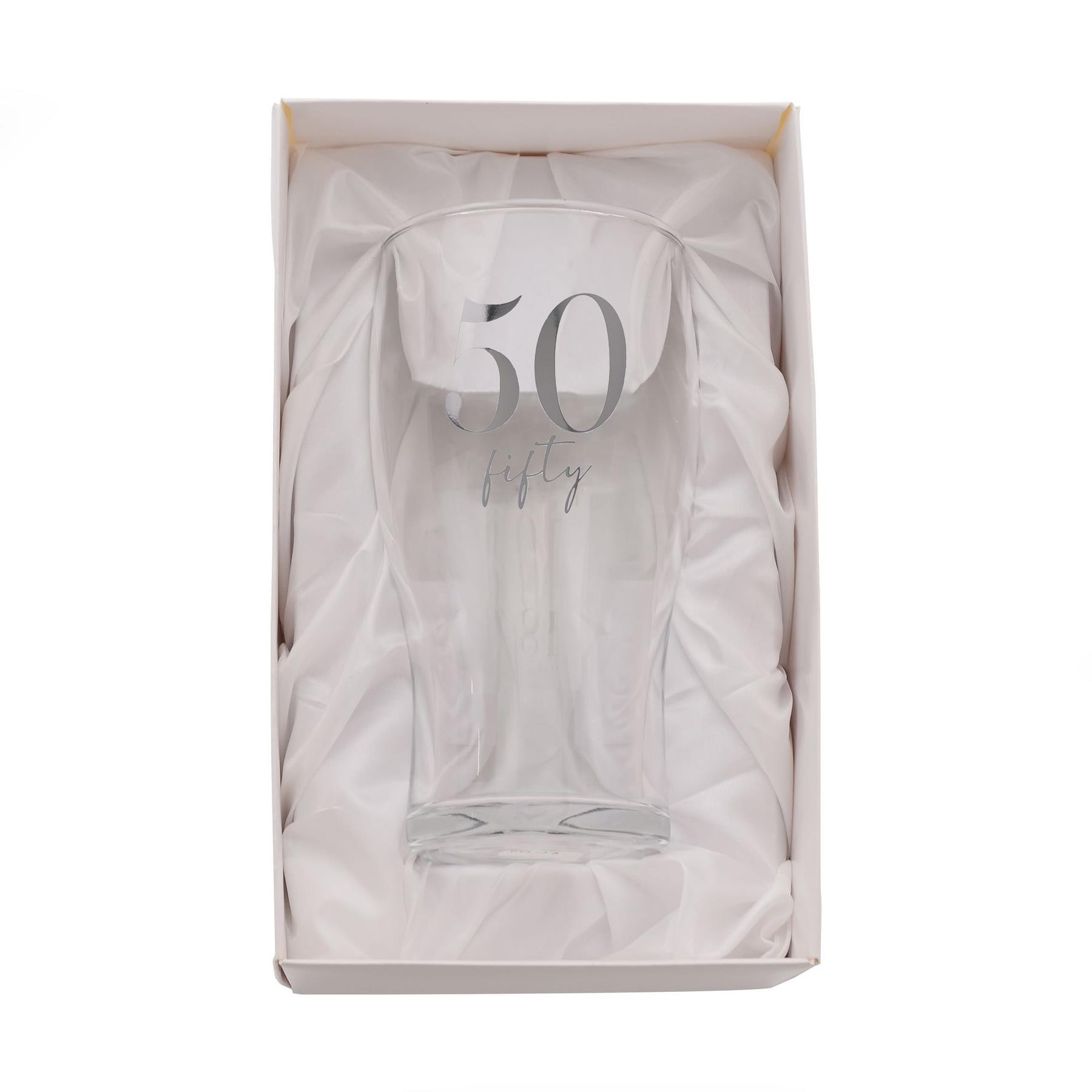 Birthday Pint Beer Glass with Silver Detail - 50