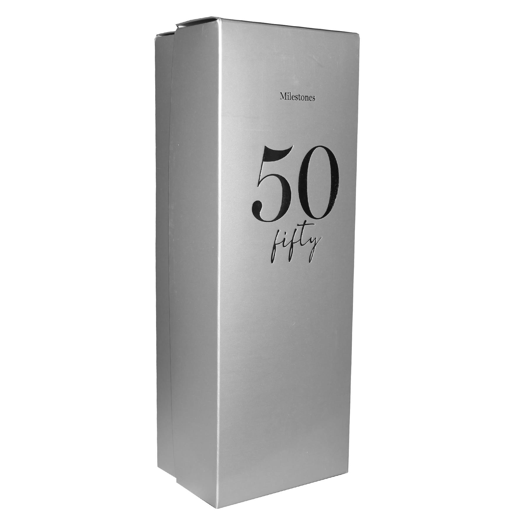 Birthday Champagne Flute Glass with Silver Detail - 50