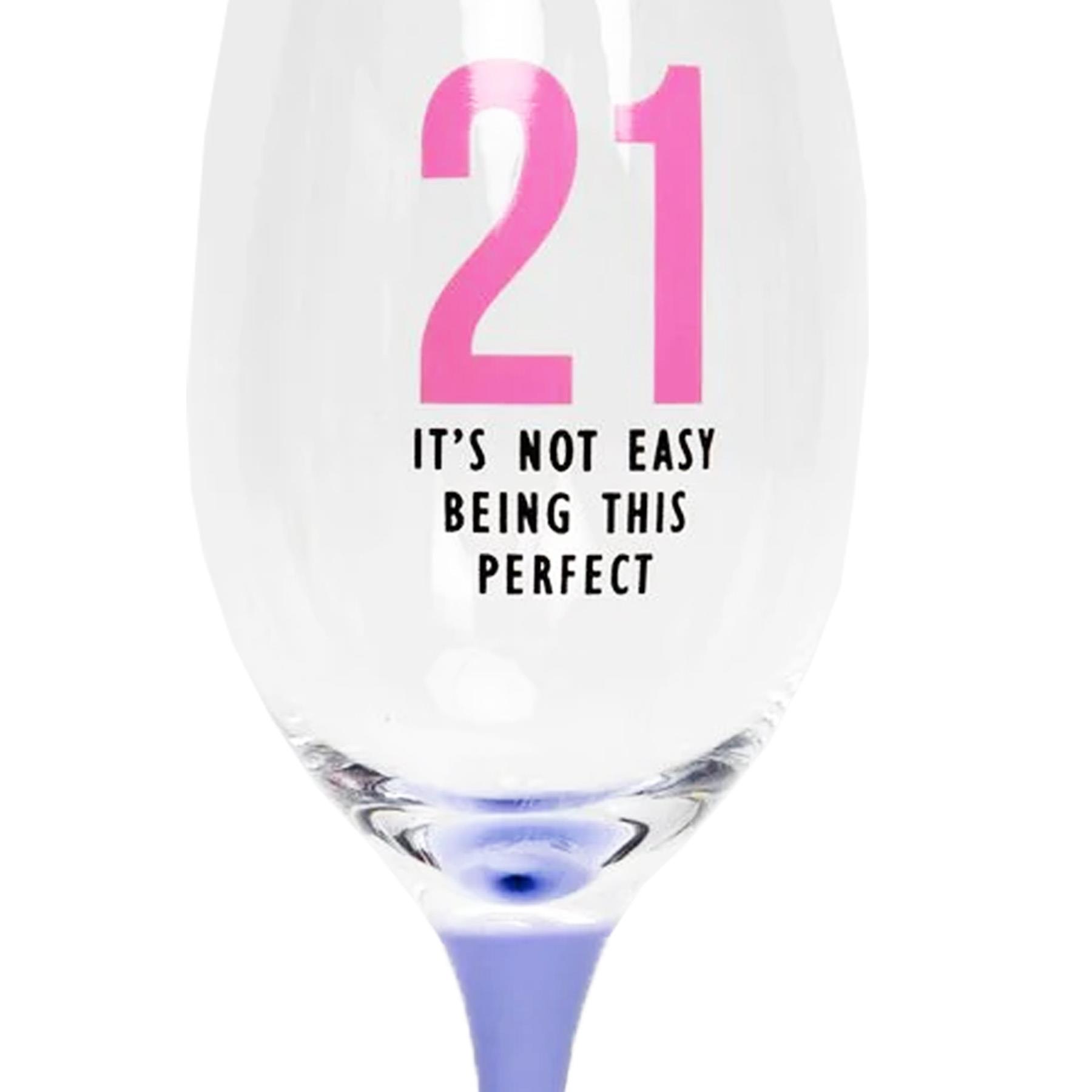 21st Birthday Wine Glass with Colourful Stem Gift Boxed