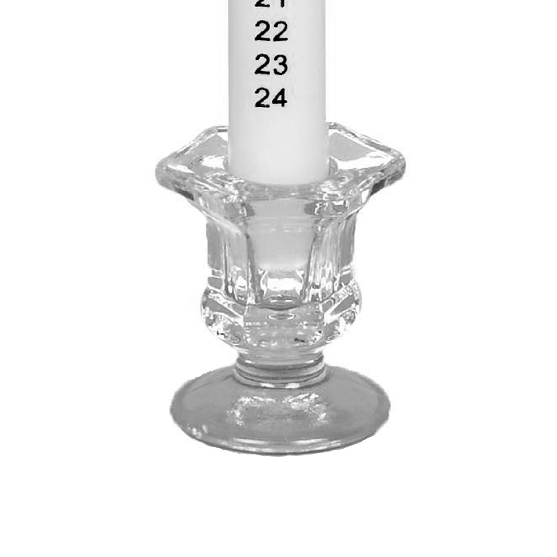 25cm Countdown to Christmas Advent Candle in Clear Glass Holder - White