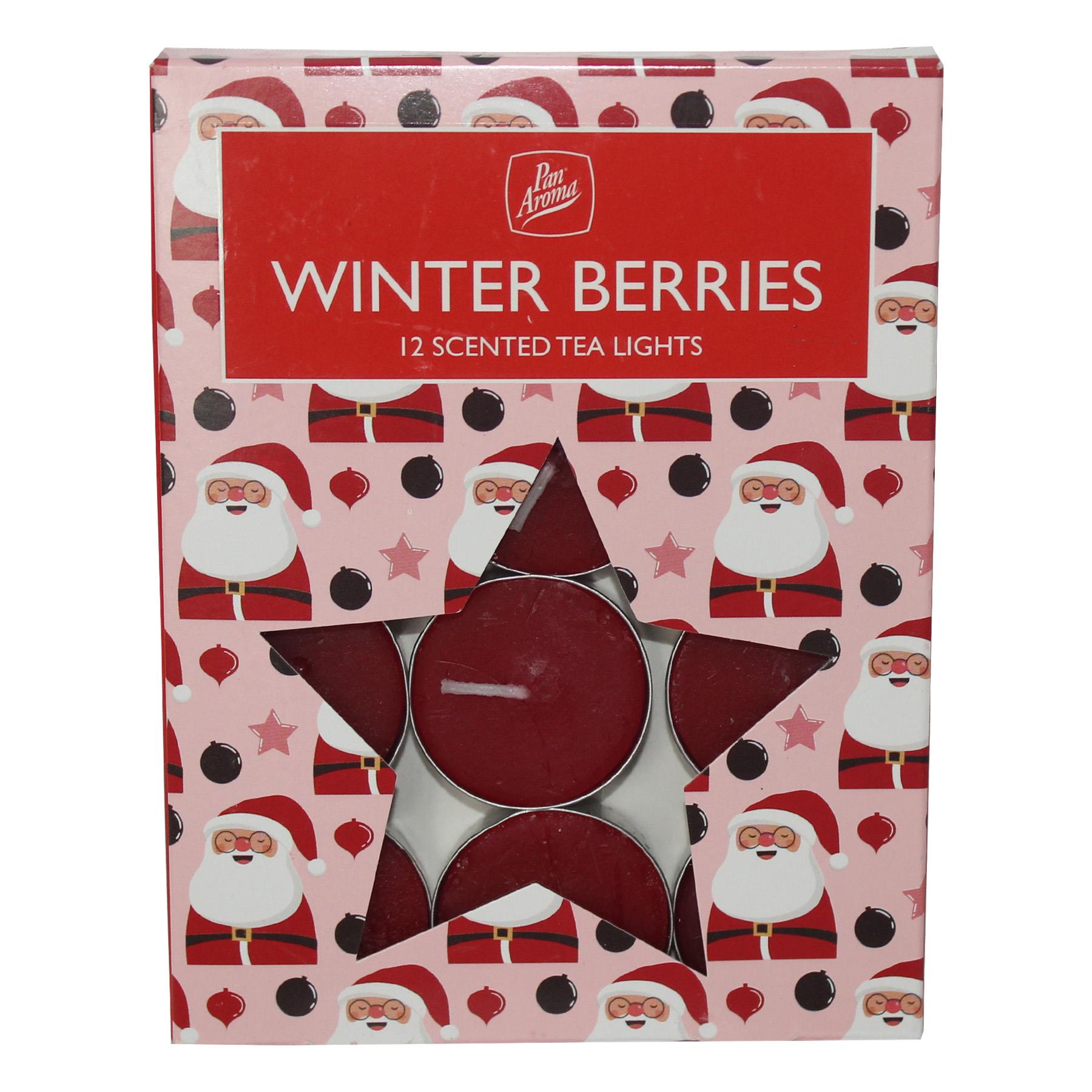 Christmas 12 Pack Scented Tea Light Candles Pan Aroma Winter Berries