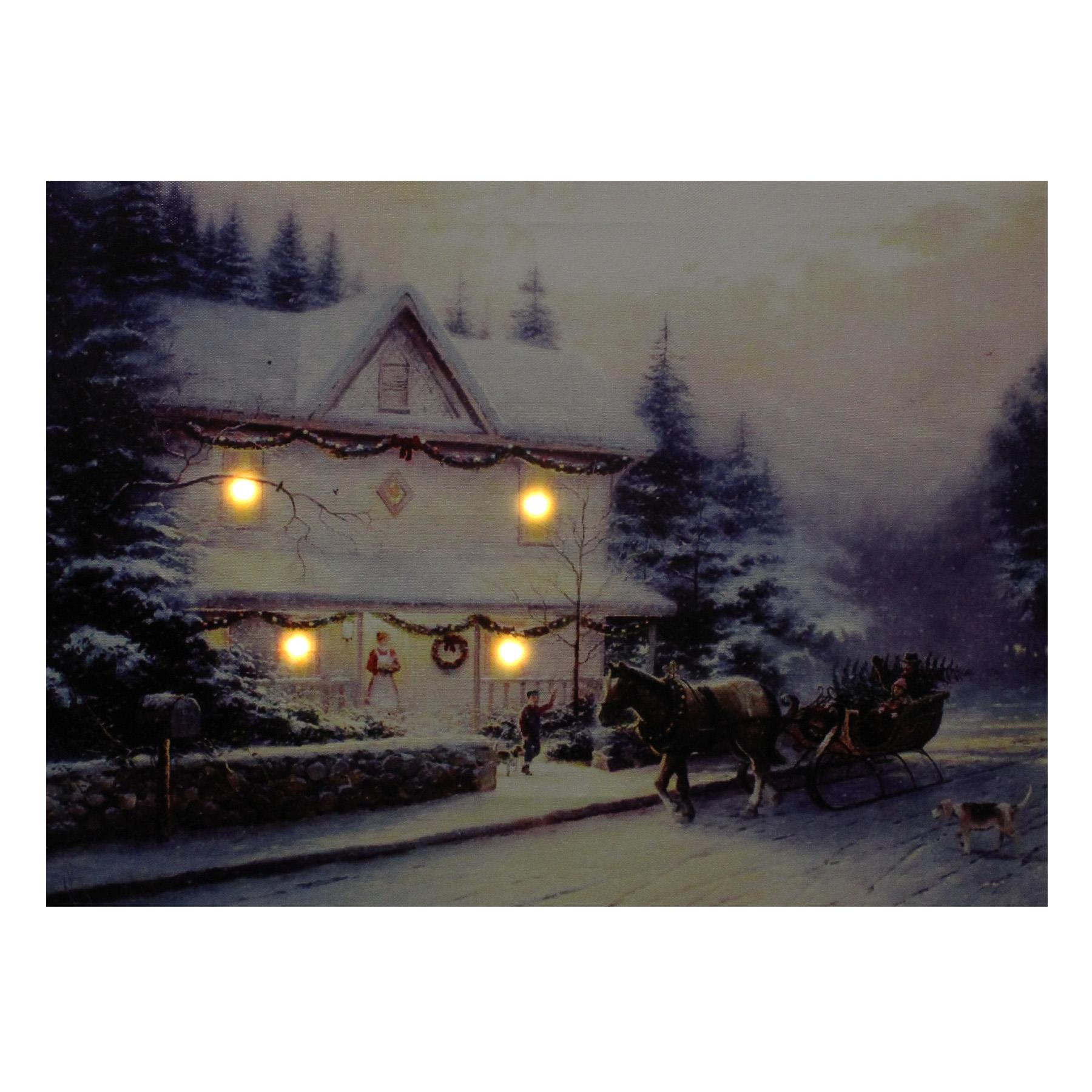 Christmas Canvas Picture LED Light up 40cm x 30cm - House DP2