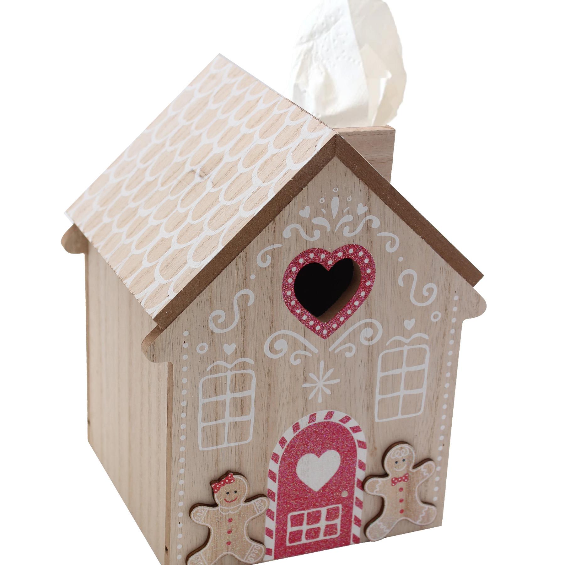 Christmas Decorations Tissue Box Gingerbread Wooden 22.5cm x 18cm