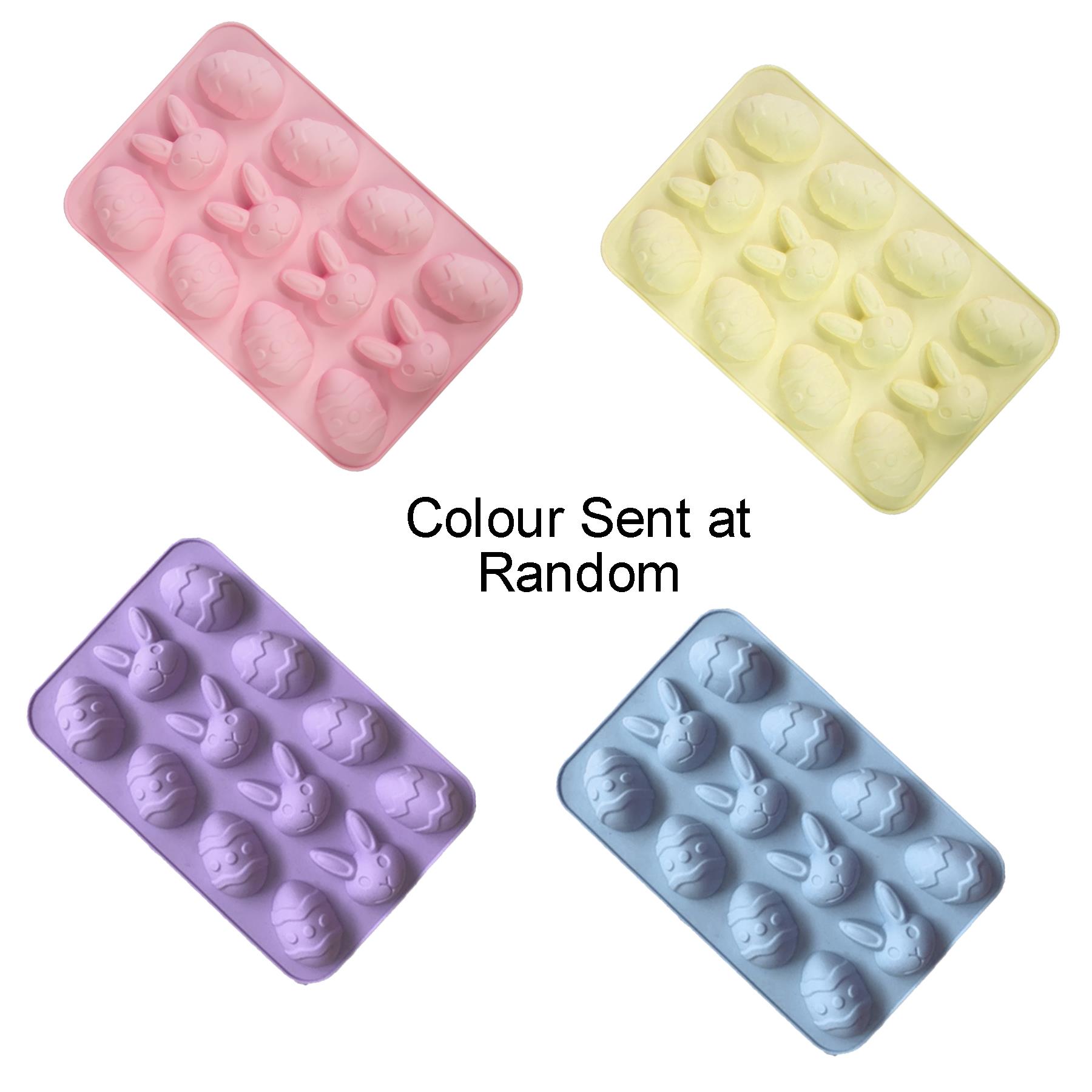Easter Egg / Bunny 12 Hole Silicone Mould Tray Random Colour - Chocolate, Jelly, Cakes