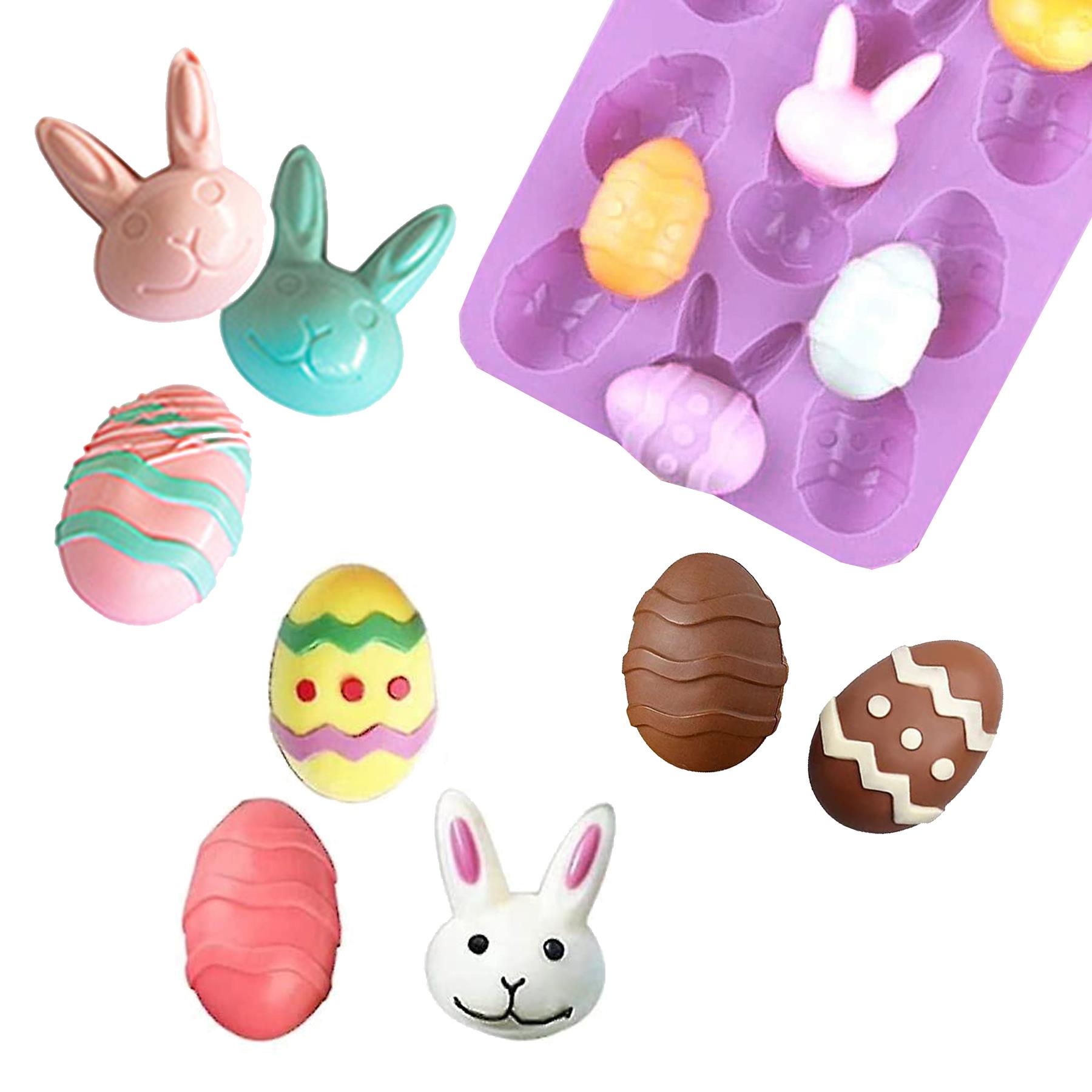 Easter Egg / Bunny 12 Hole Silicone Mould Tray Random Colour - Chocolate, Jelly, Cakes