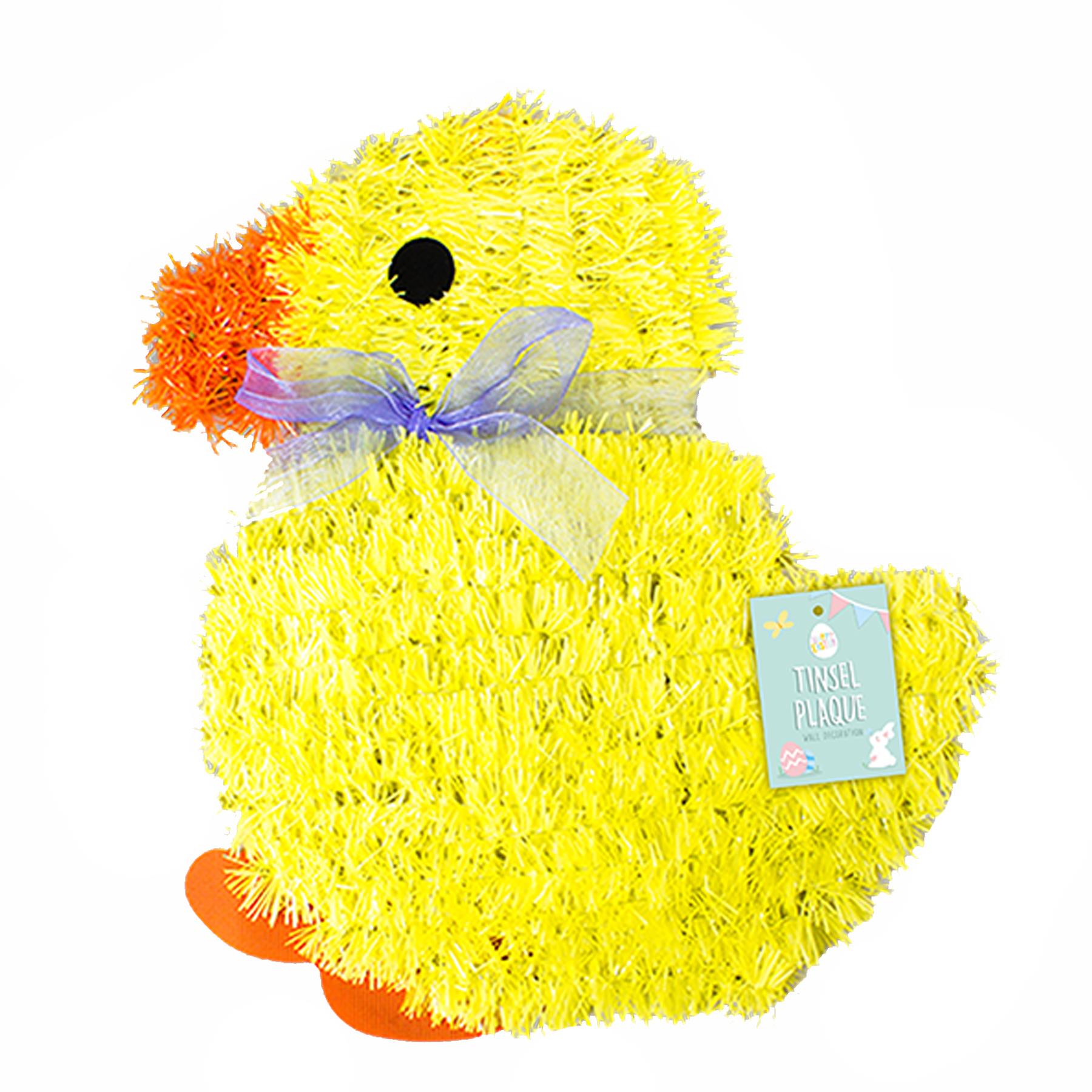 Tinsel Easter Chick Wall Plaque Hanging Decoration