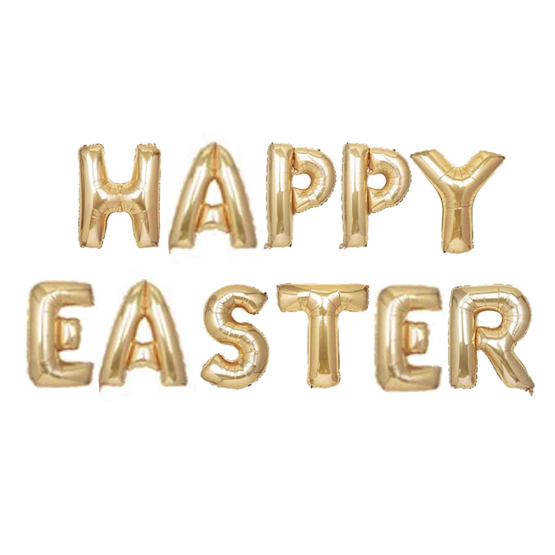 Easter Balloon Banner Foil Decorations Gold