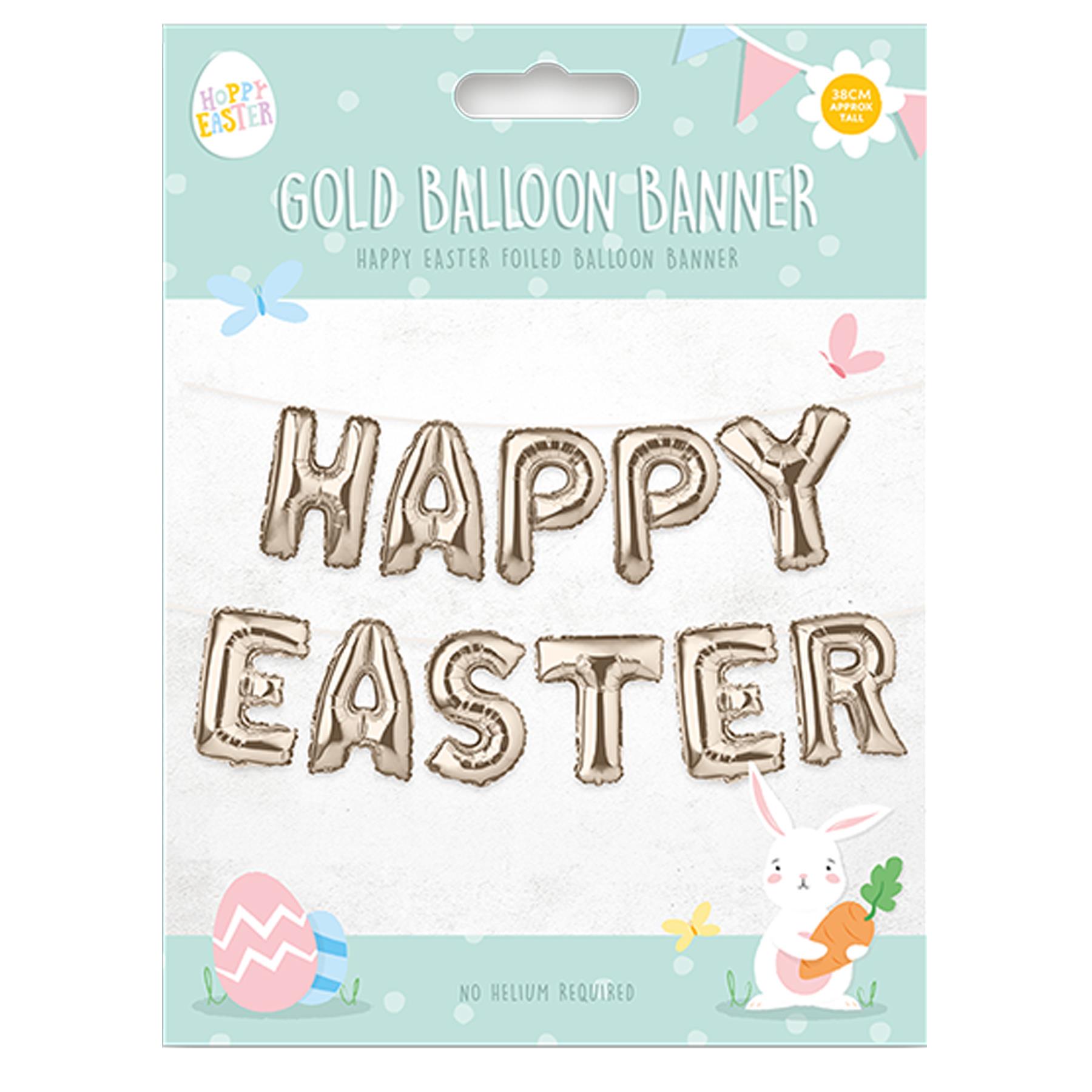 Easter Balloon Banner Foil Decorations Gold