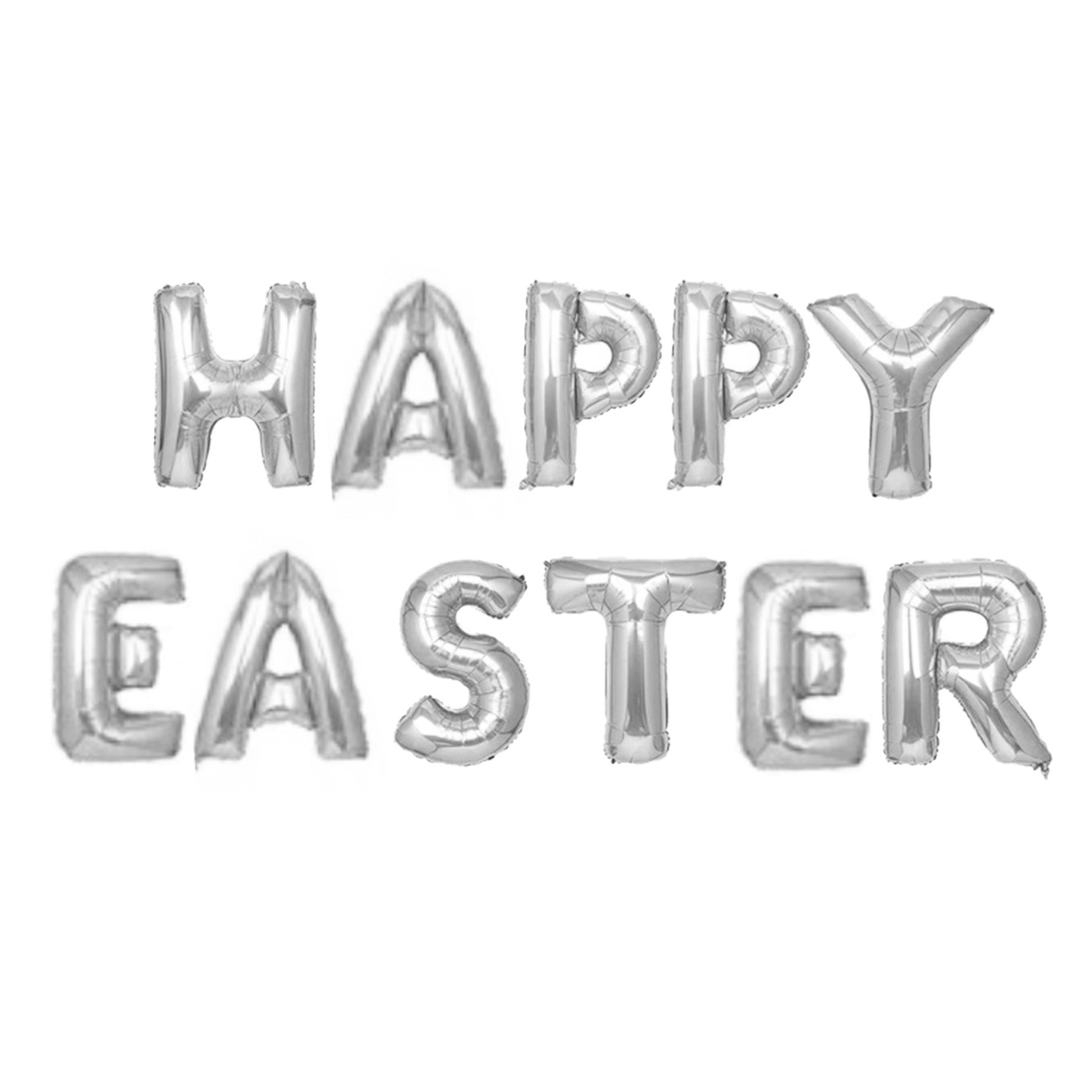 Easter Balloon Banner Foil Decorations Silver