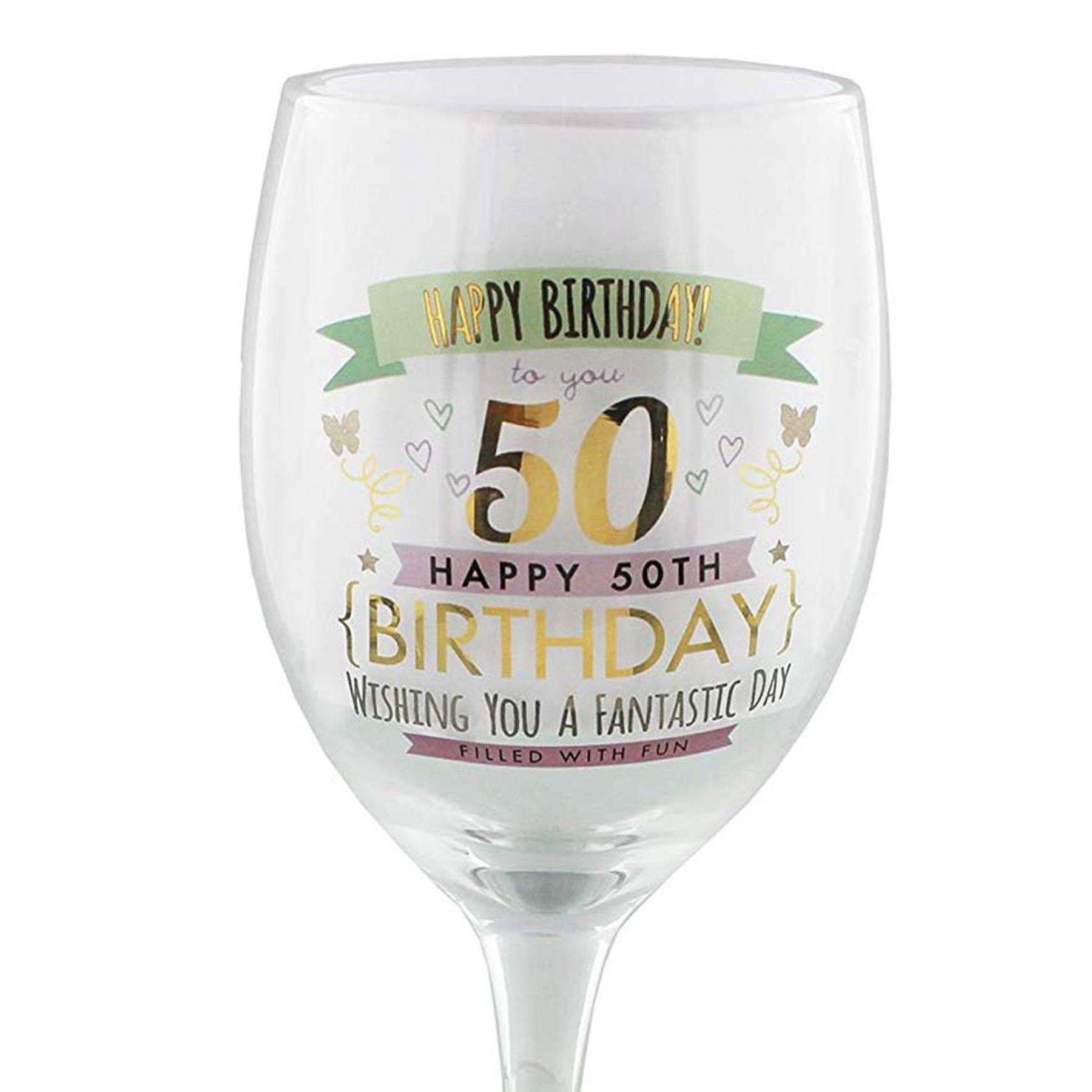 image416998497.jpg 50th Birthday Wine Glass Vintage Signography Design in Gift Box