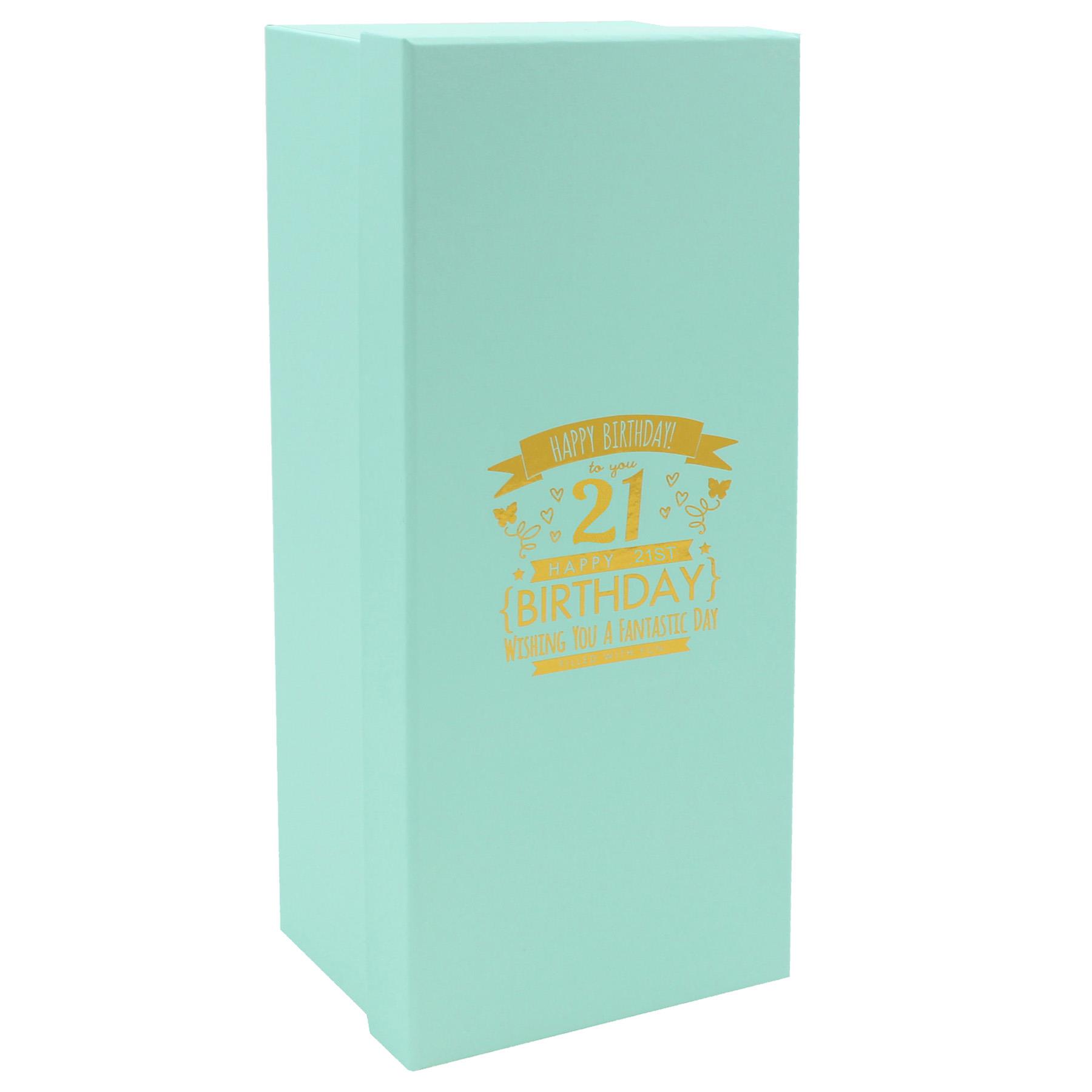 21st Birthday Wine Glass Vintage Signography Design in Gift Box