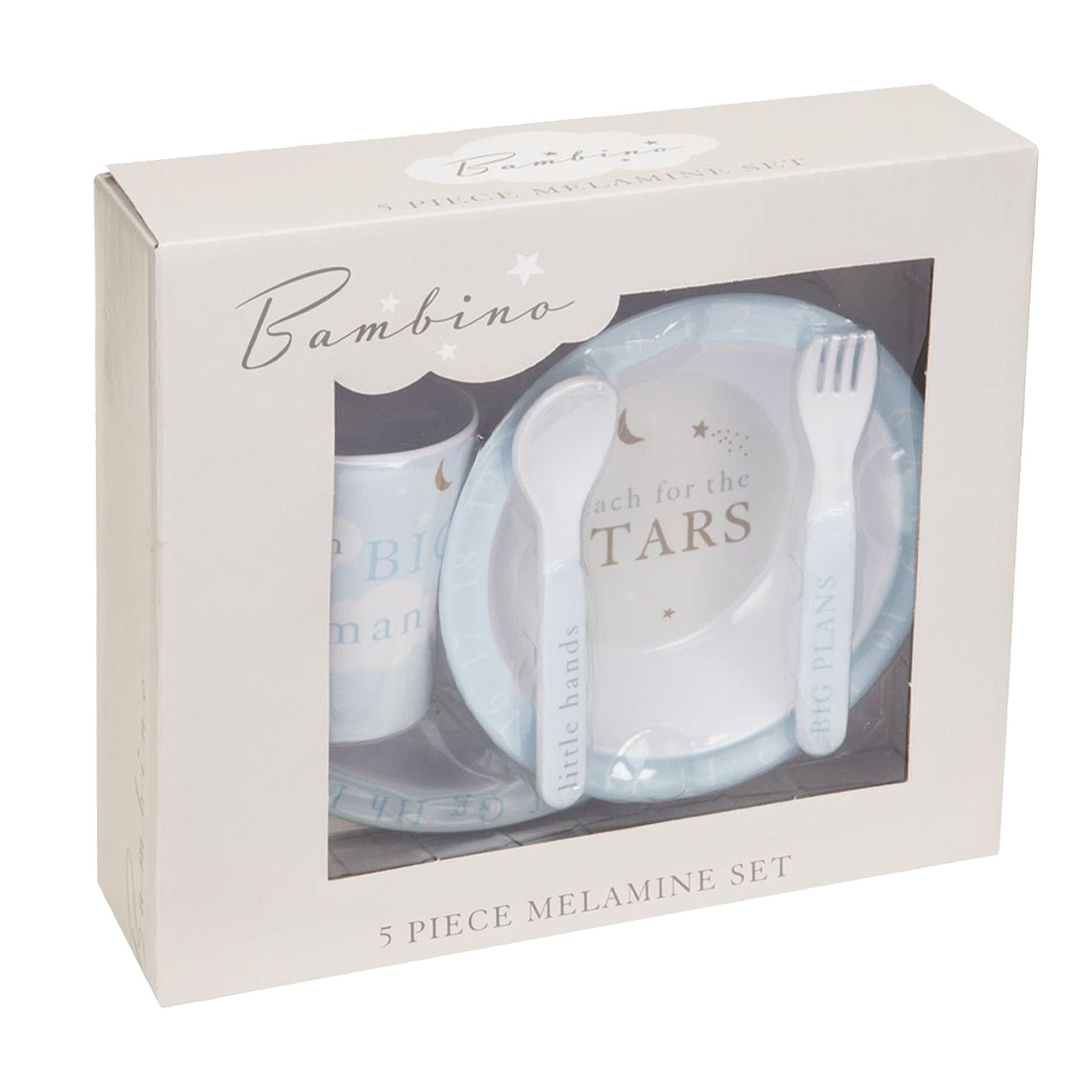 image417005490.jpg 5 Piece Melamine Feeding Set Cup Bowl Plate Cutlery - Bambino Baby Boy