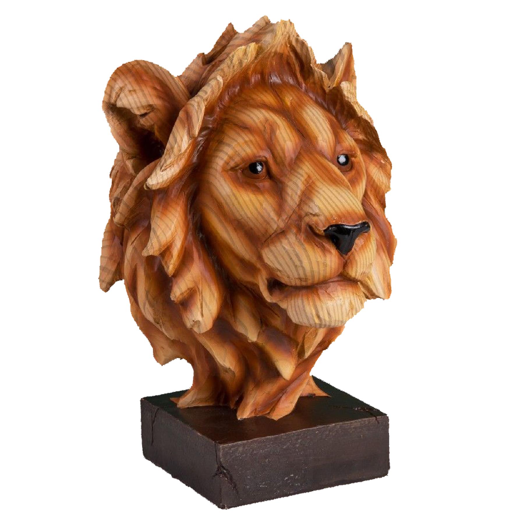 image427138635.jpg Naturecraft Wood Effect Resin Statue Ornament Figurine - Lion Head