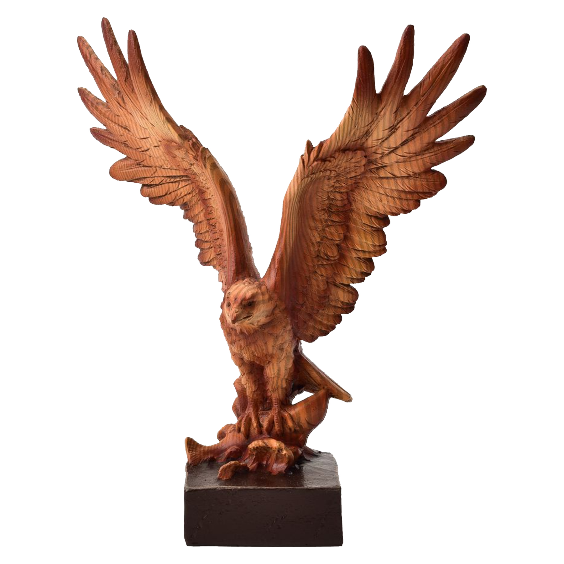 Naturecraft Wood Effect Resin Statue Ornament Figurine - Eagle and Fish