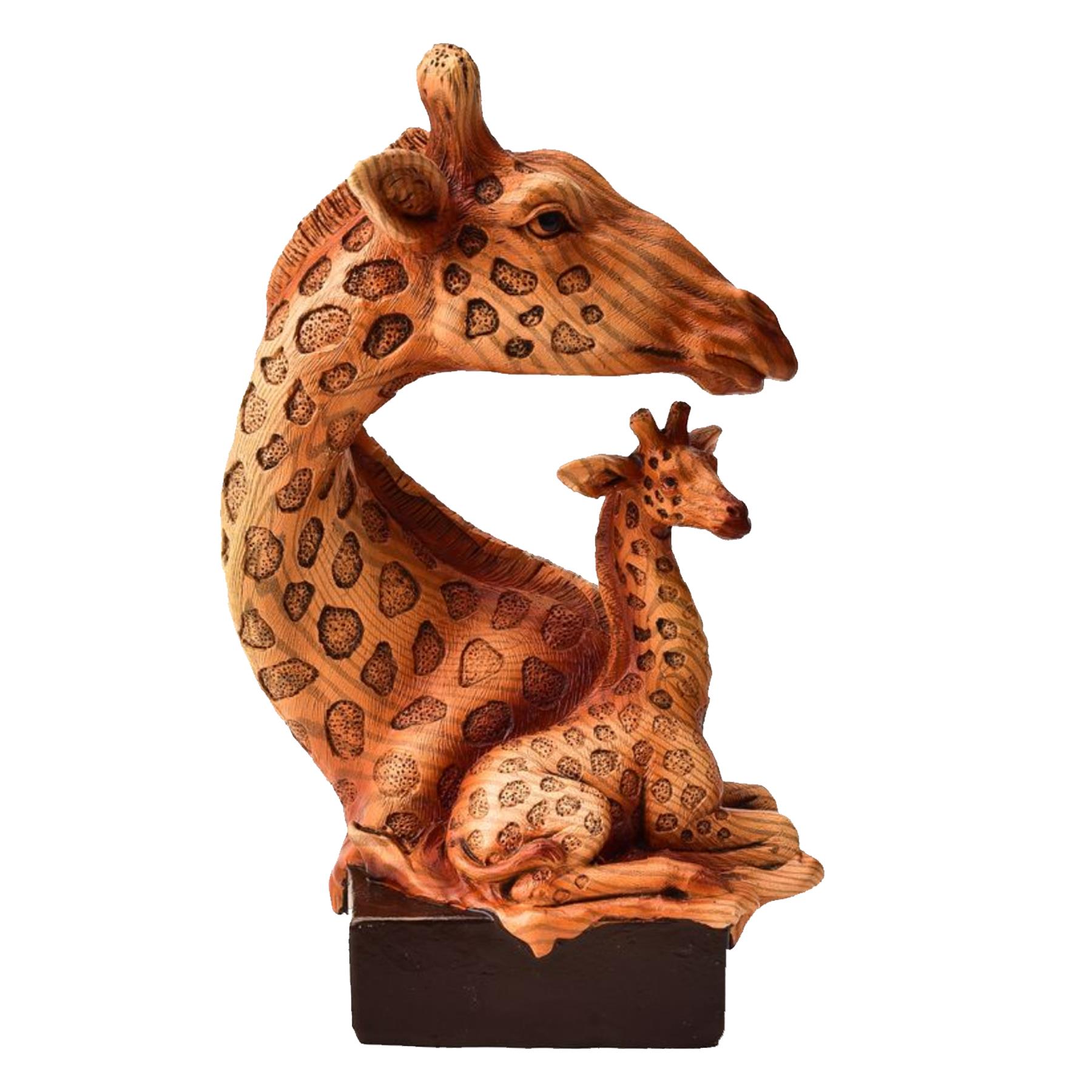 Naturecraft Wood Effect Resin Statue Ornament Figurine - Giraffes