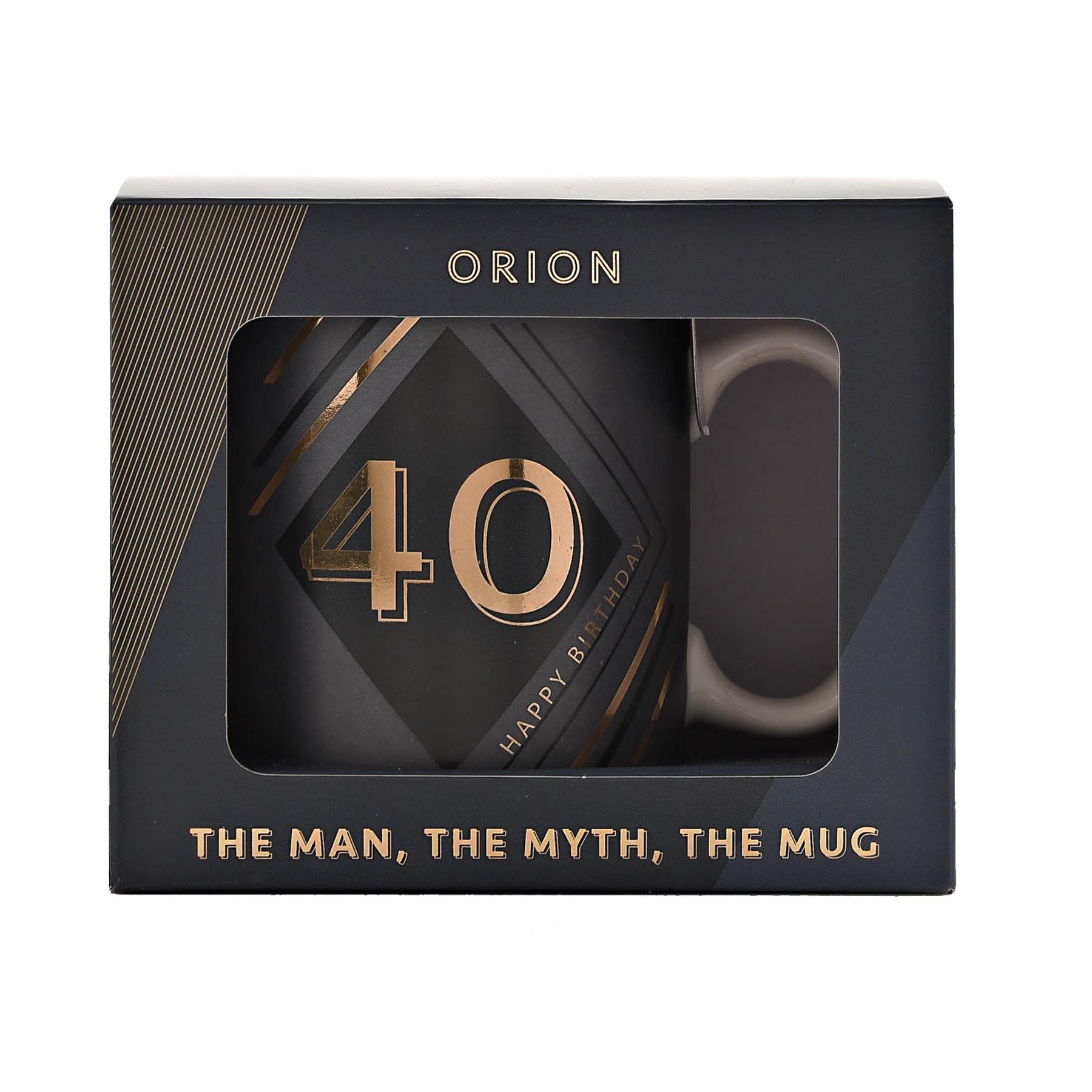 Grey Ceramic Birthday Mug with Gold Detail - 40th