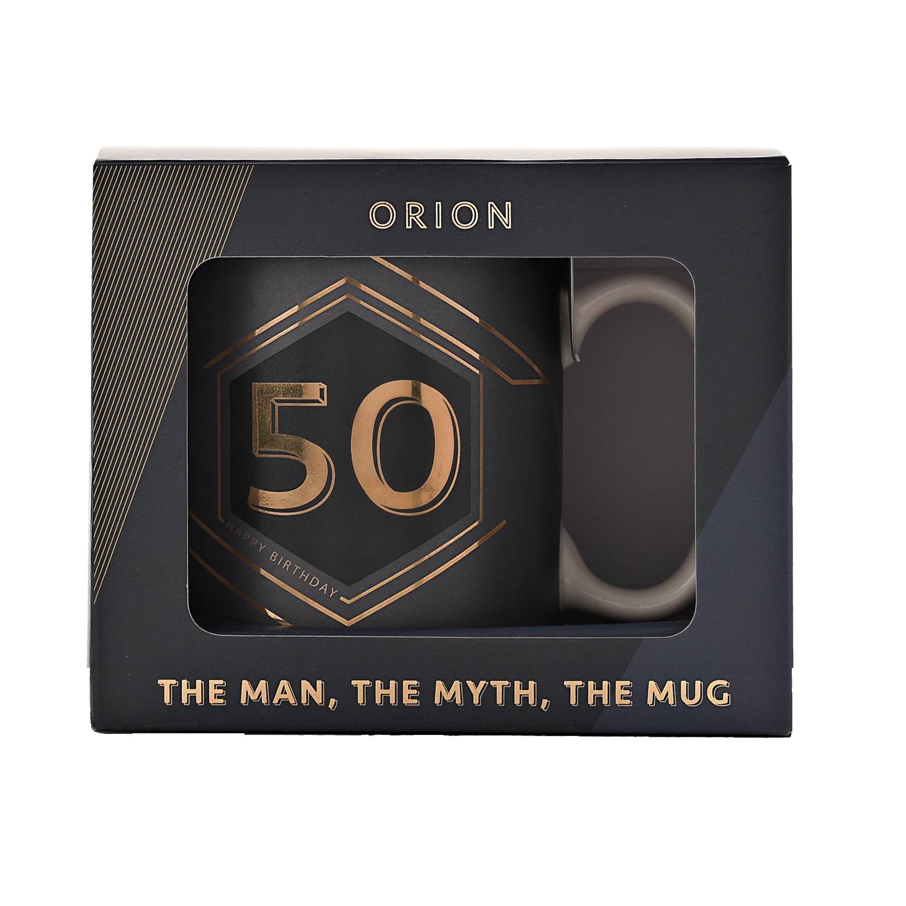 Grey Ceramic Birthday Mug with Gold Detail - 50th