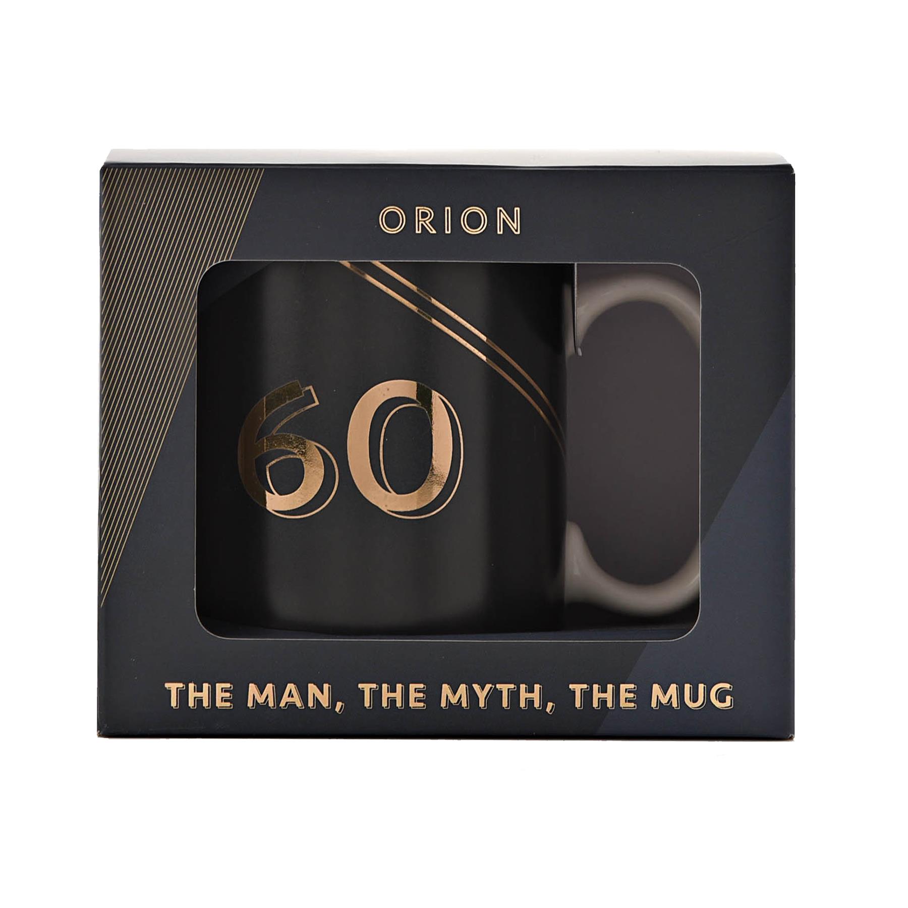 Grey Ceramic Birthday Mug with Gold Detail - 60th