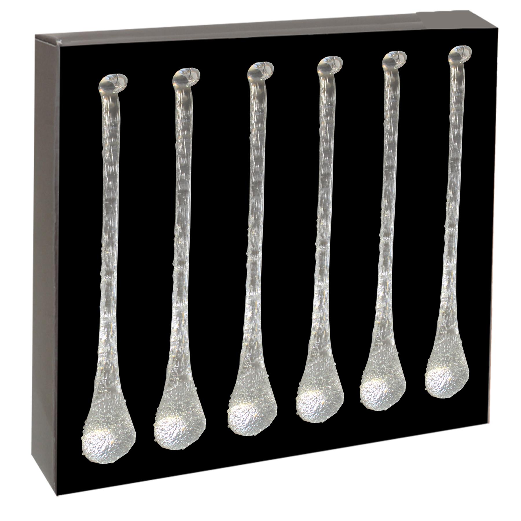 Christmas Tree Decoration 6 Pack Frosted Glass Droplet Icicles