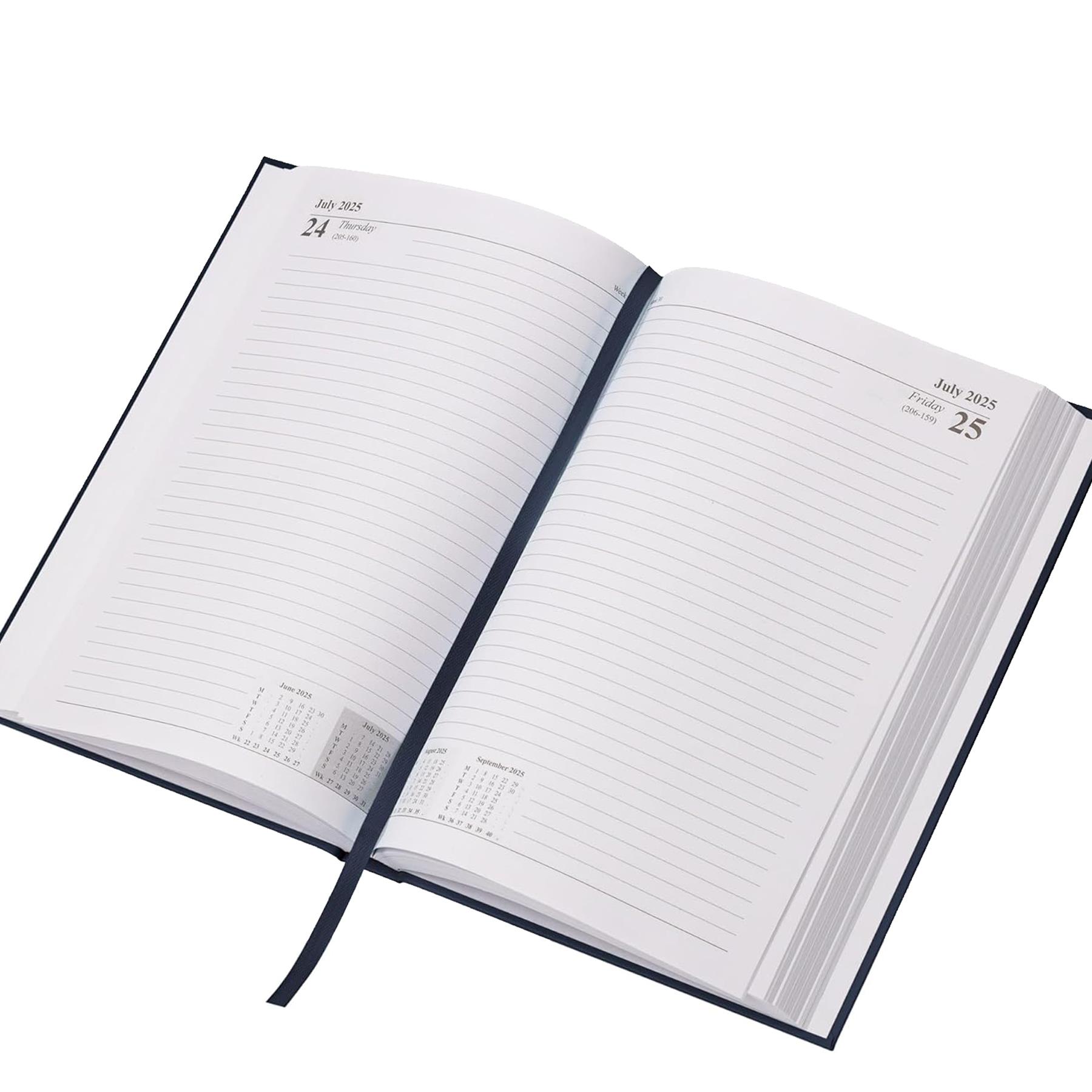 2025 A5 Hardback Day a Page Diary 3182 - Black