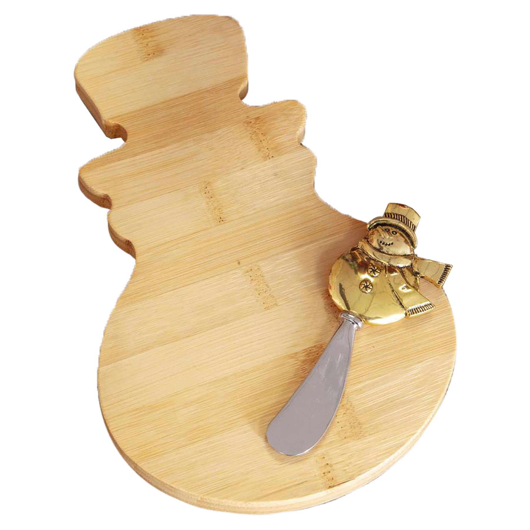 Wooden Cheeseboard with Spreader Christmas Gift Set - Snowman