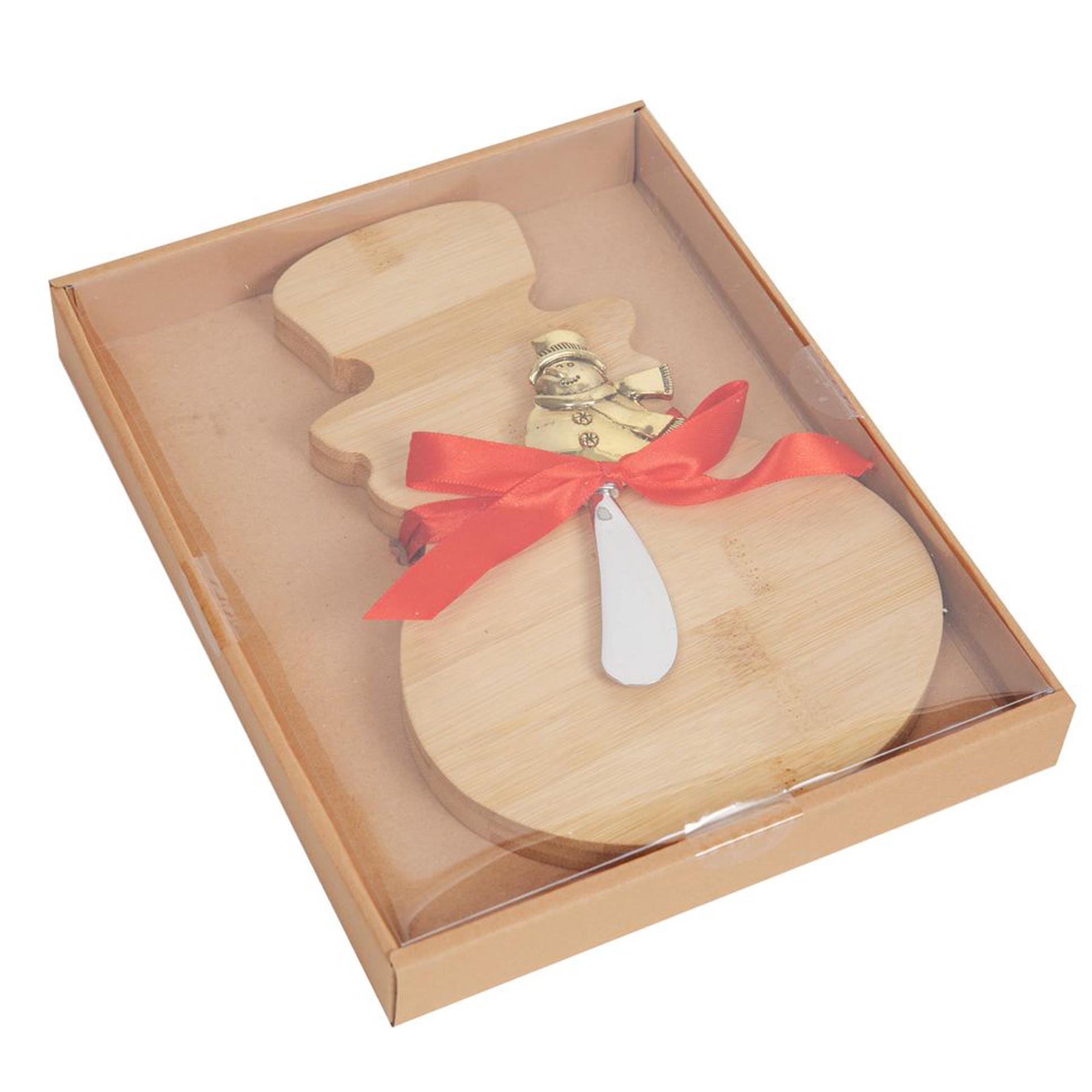 Wooden Cheeseboard with Spreader Christmas Gift Set - Snowman