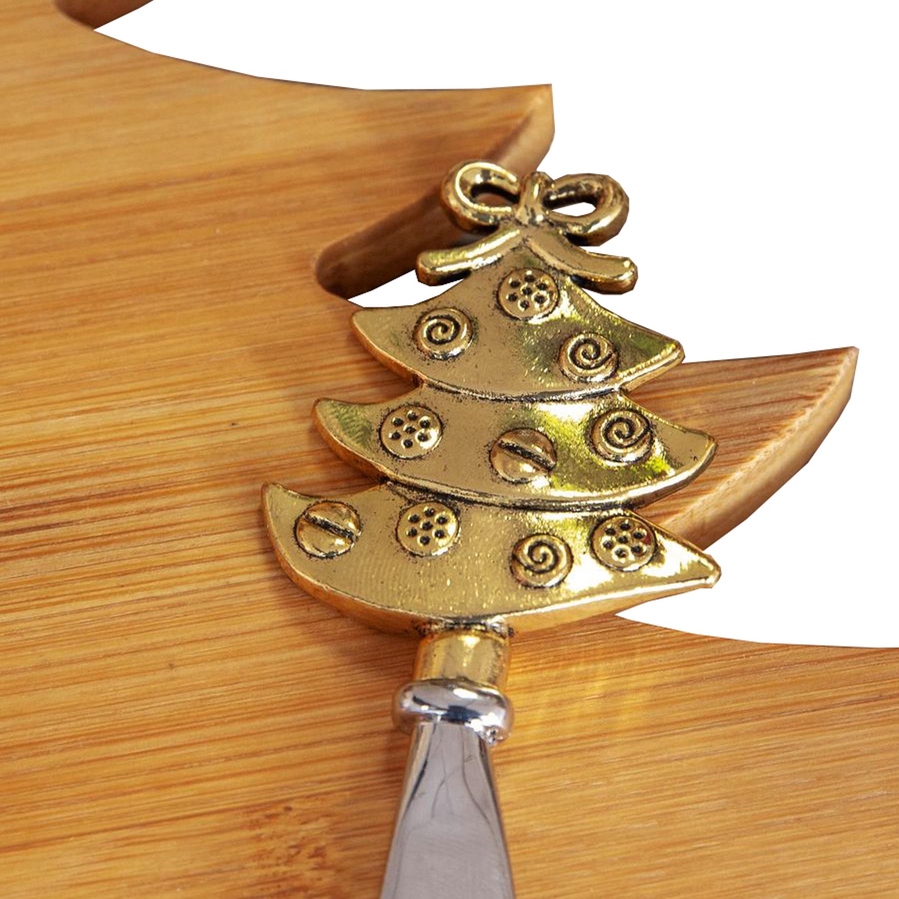 Wooden Cheeseboard with Spreader Christmas Gift Set - Tree XM8551