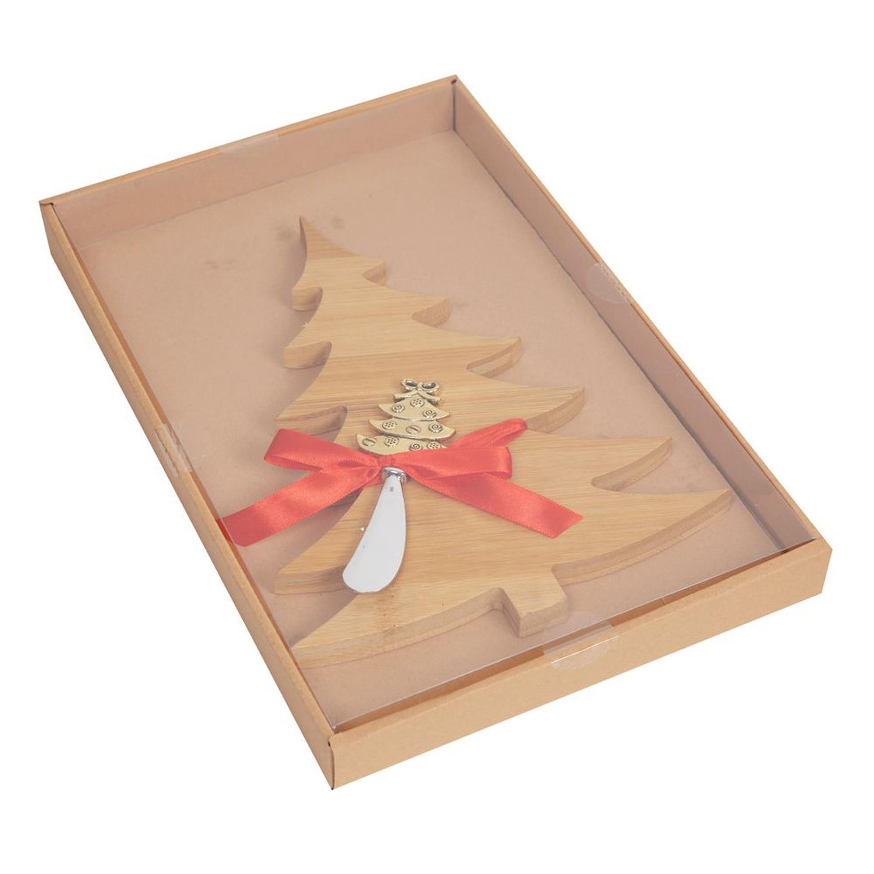 Wooden Cheeseboard with Spreader Christmas Gift Set - Tree XM8551