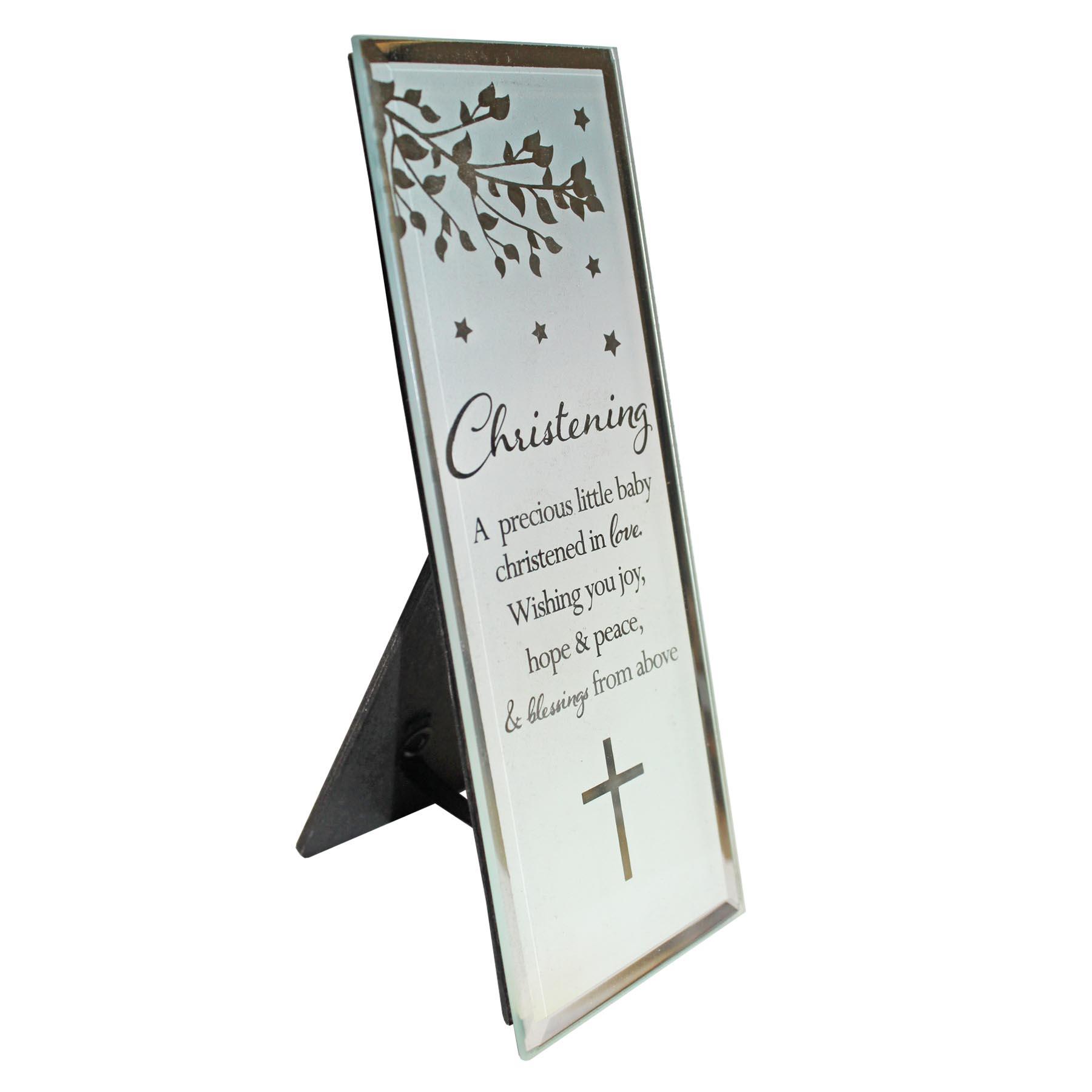 Reflections of the Heart Mirror Glass Standing Plaque Gift – Christening
