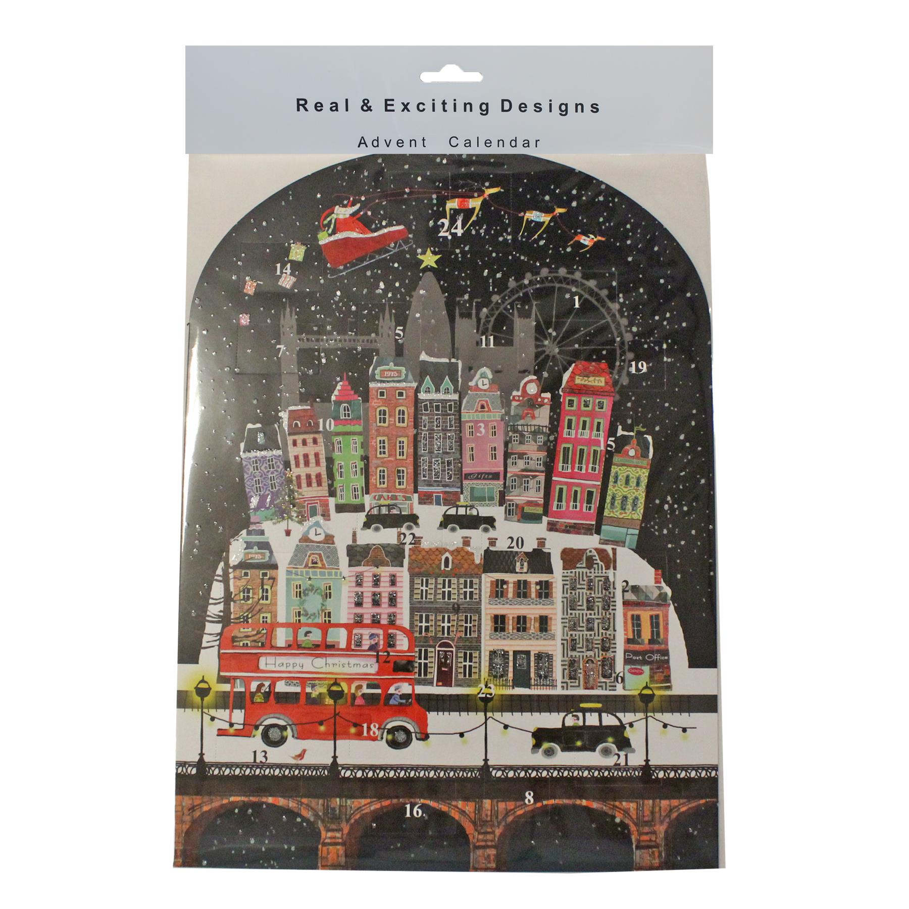 Traditional Christmas Advent Calendar with 24 Windows - London By Night