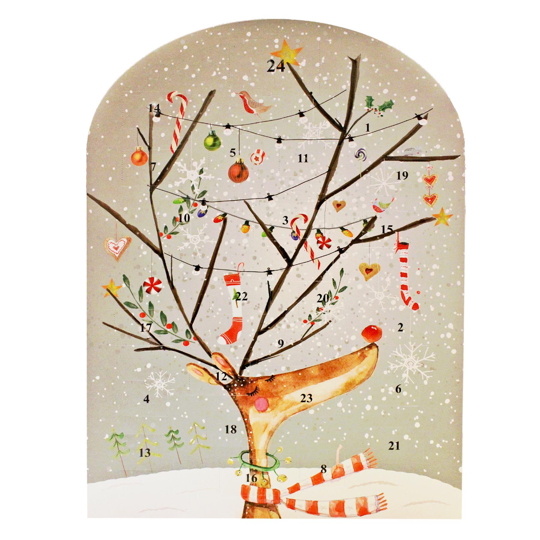 Traditional Christmas Advent Calendar with 24 Windows - Party Reindeer