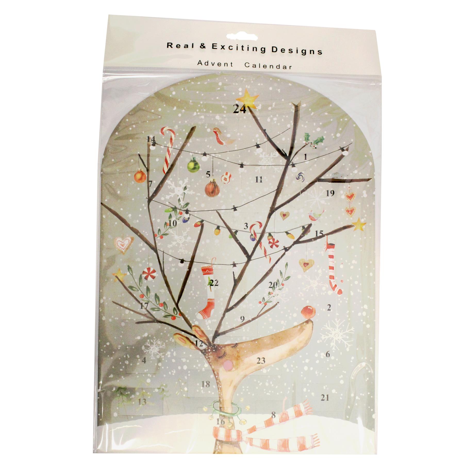 Traditional Christmas Advent Calendar with 24 Windows - Party Reindeer