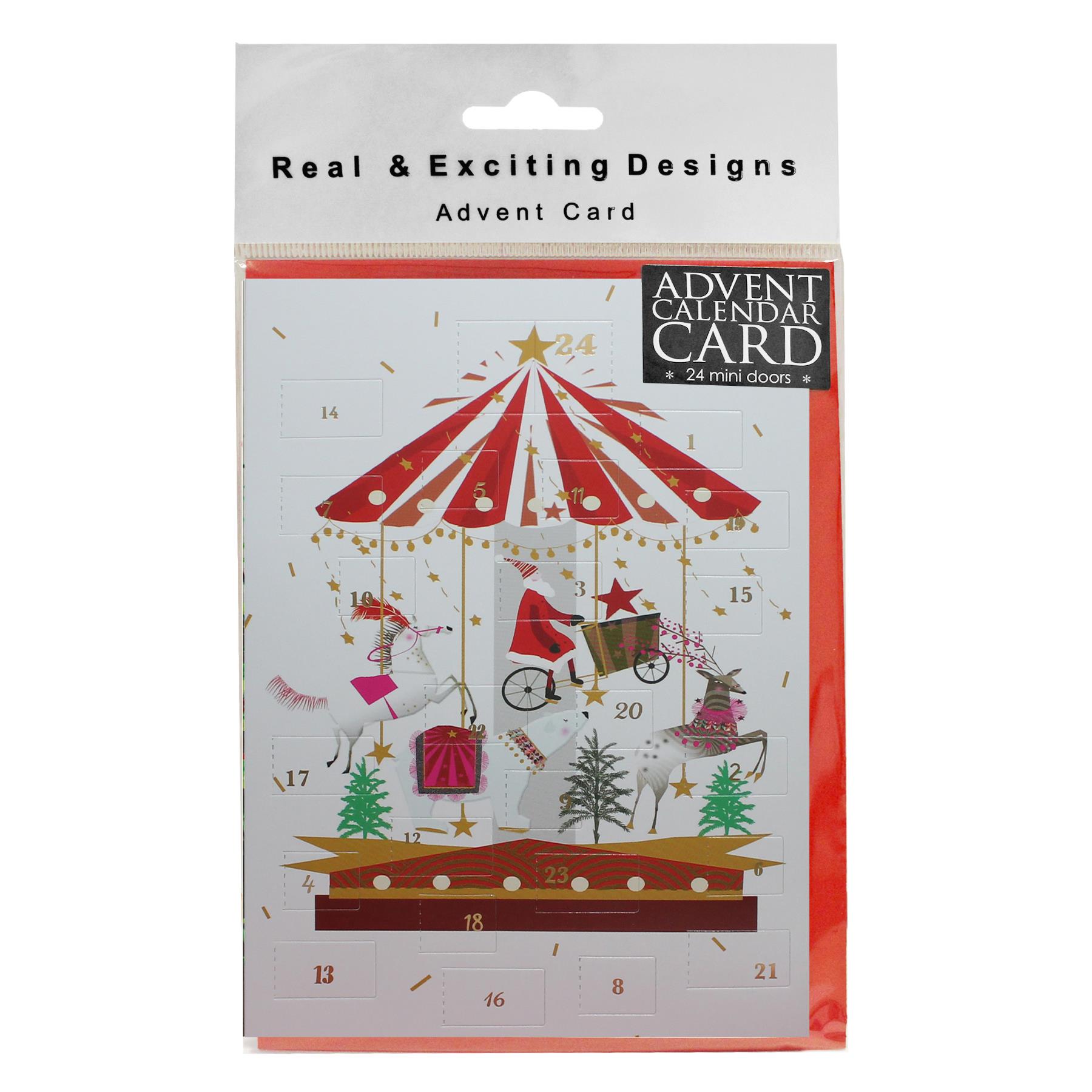 Christmas Card Advent Calendar with Red Envelope - Festive Fair