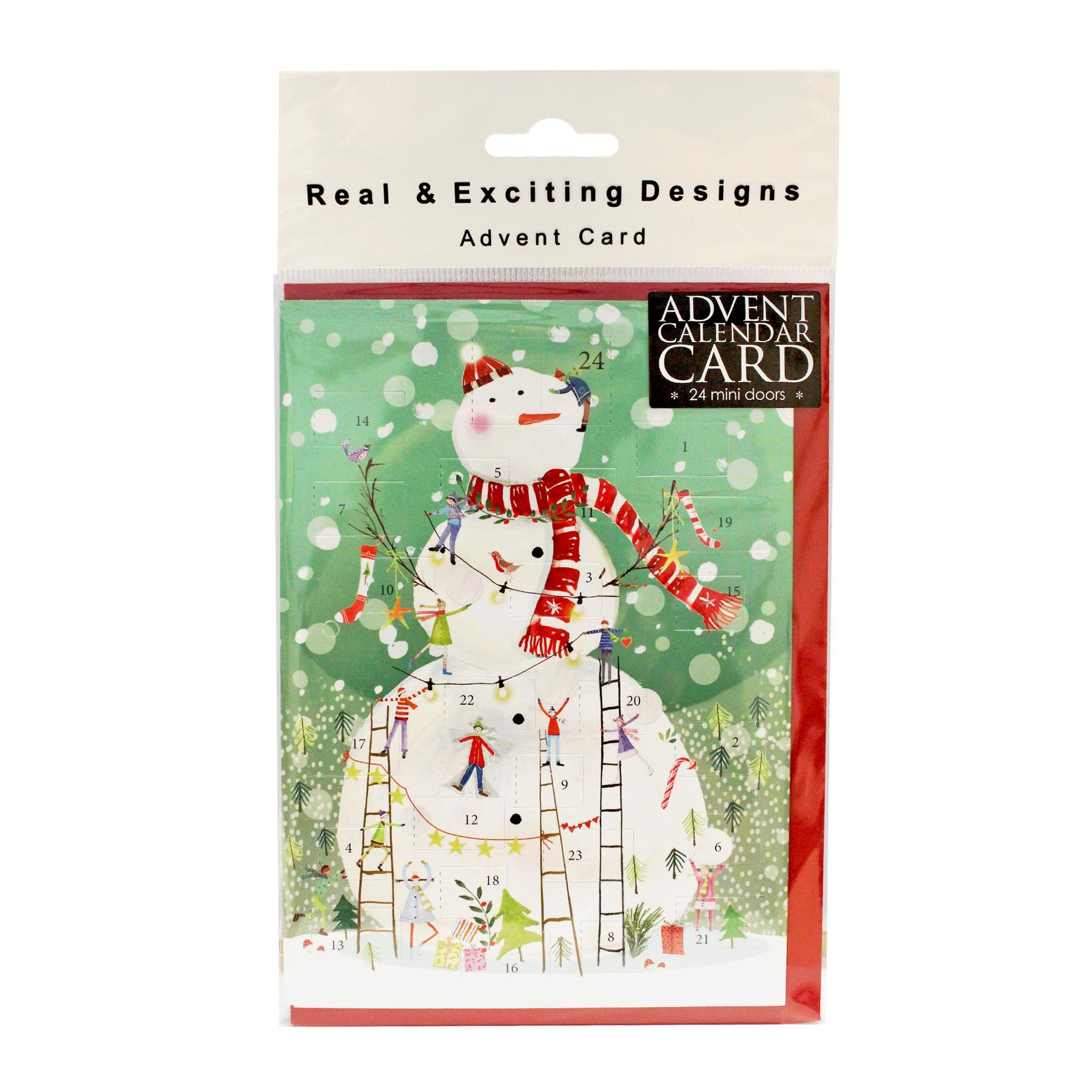 Christmas Card Advent Calendar with Red Envelope - Frosty and Friends