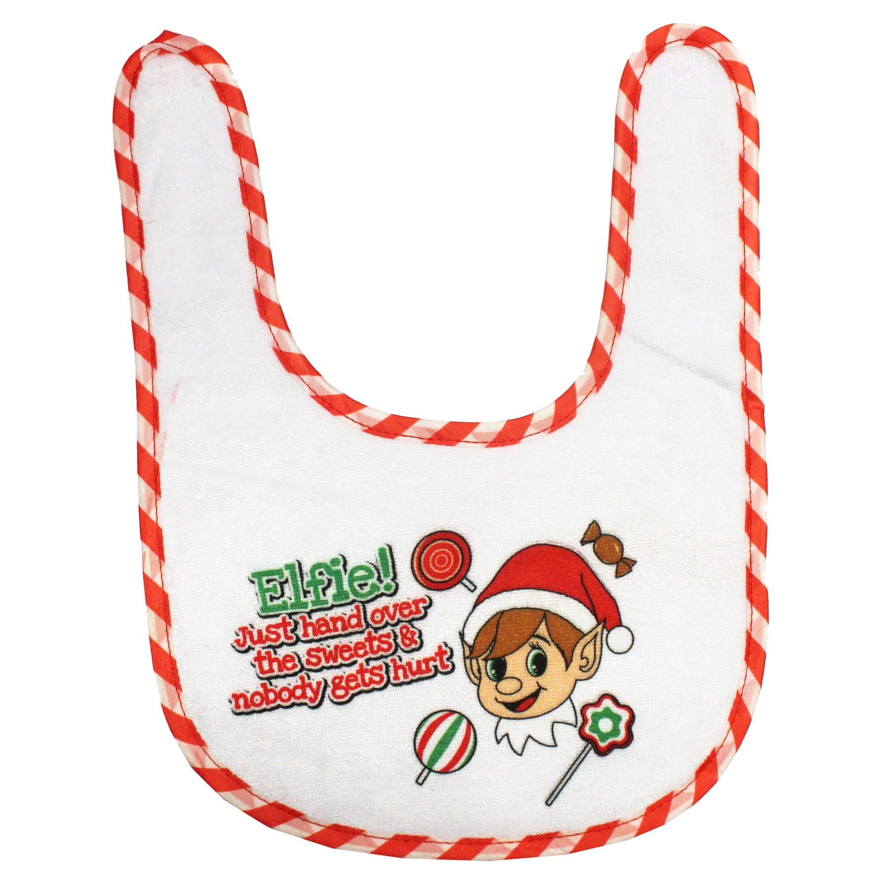Christmas Baby Bib Elf Design Unisex Fun Slogan - Hand over the Sweets
