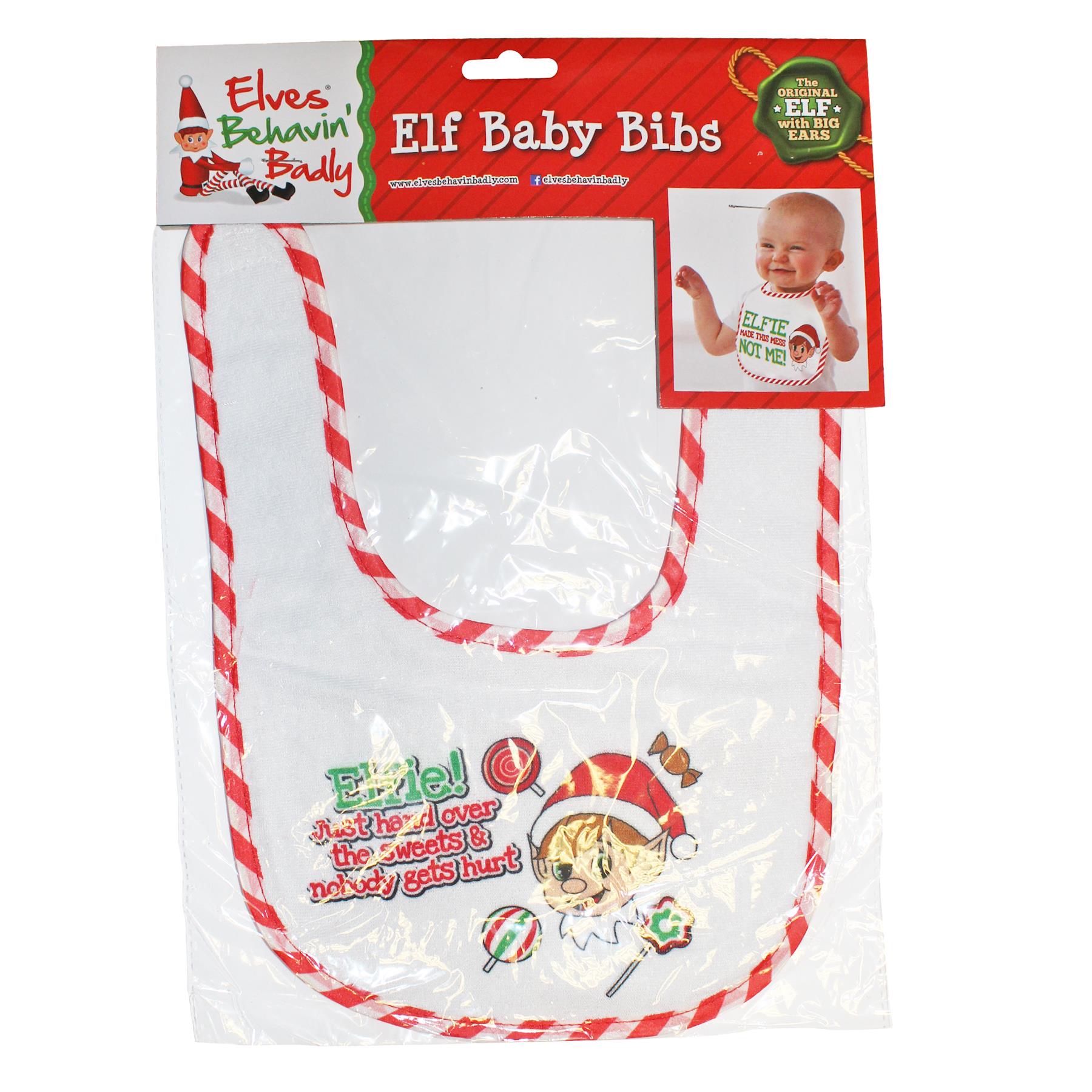 Christmas Baby Bib Elf Design Unisex Fun Slogan - Hand over the Sweets