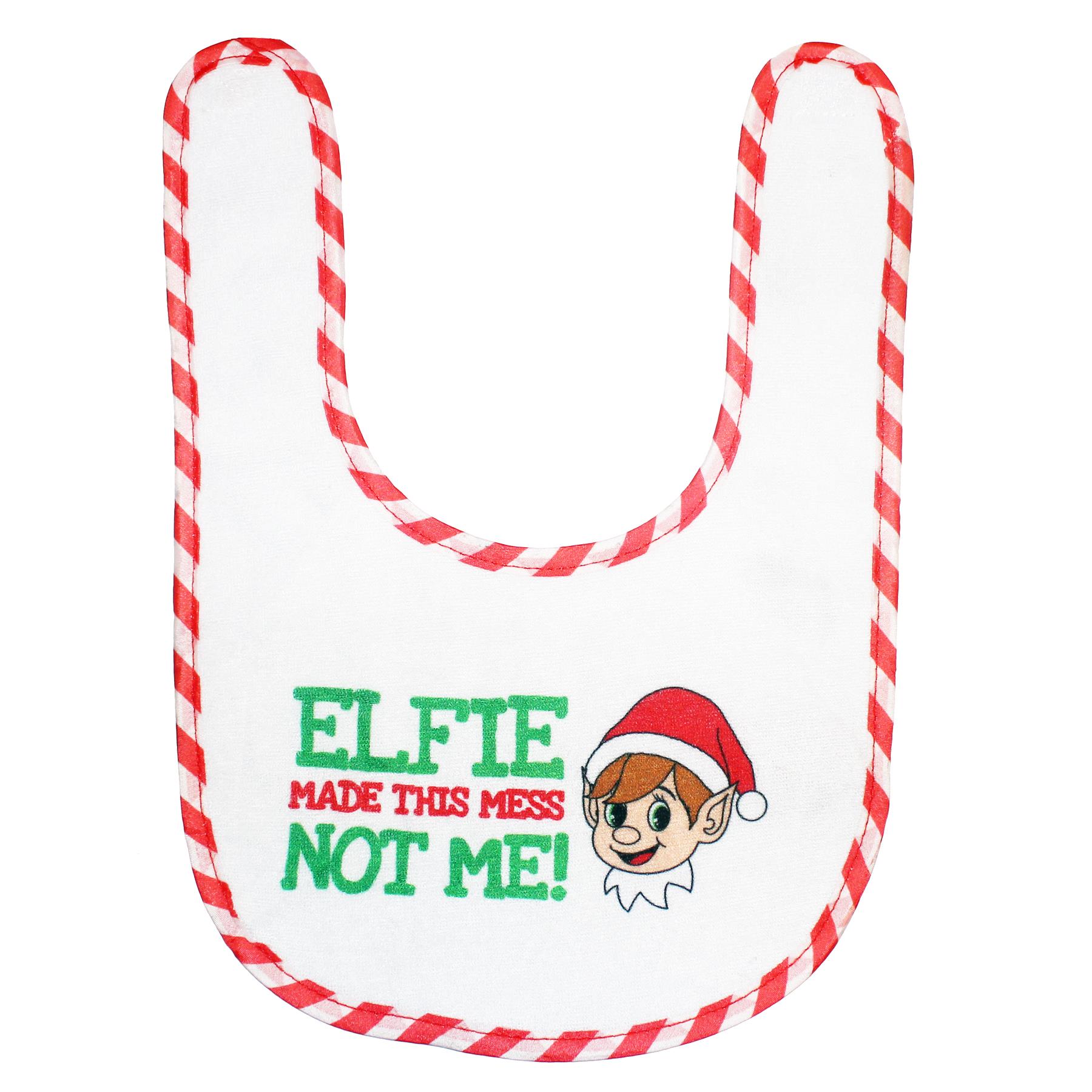 Christmas Baby Bib Elf Design Unisex Fun Slogan - Elfie made this Mess