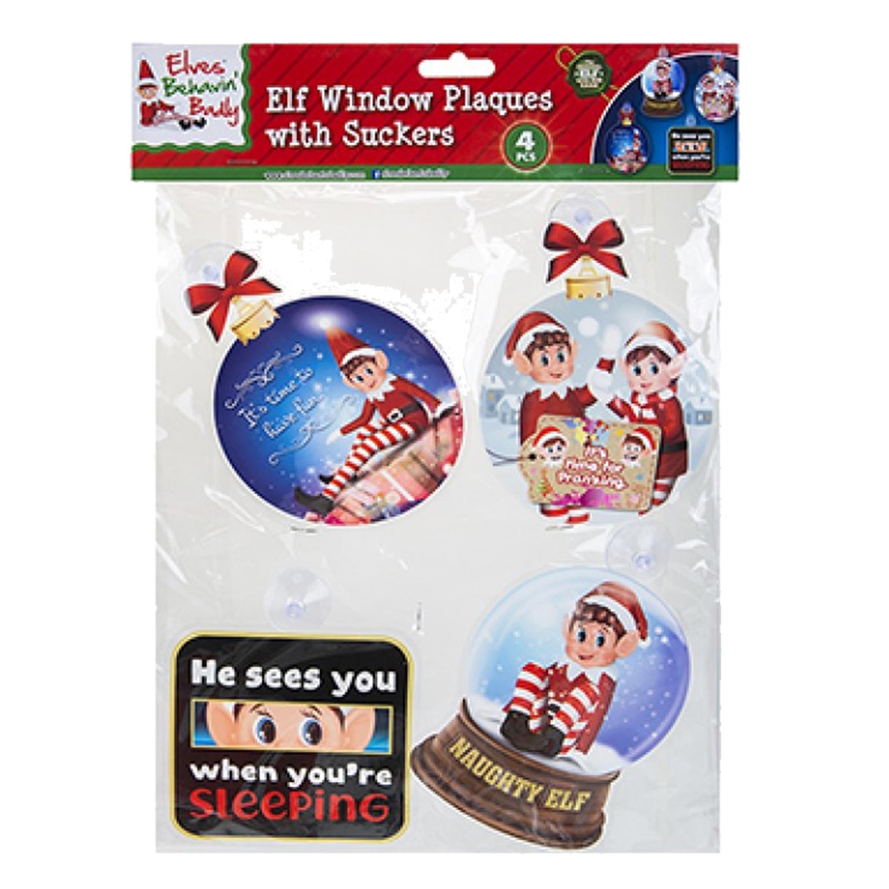 Christmas Elf 4 x Window Plaques Elf Behavin' Badly Accessories