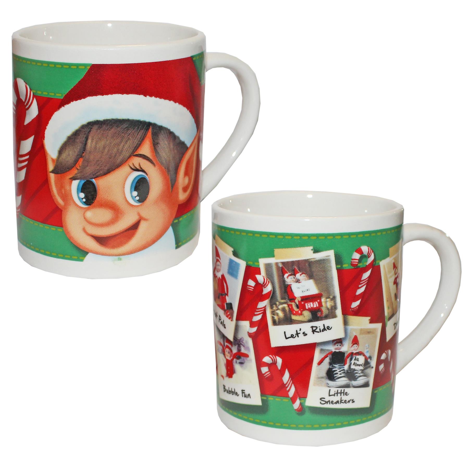 Christmas 2 Pack Ceramic Elf Mugs Elf Behavin' Badly Fun Novelty Stocking Filler