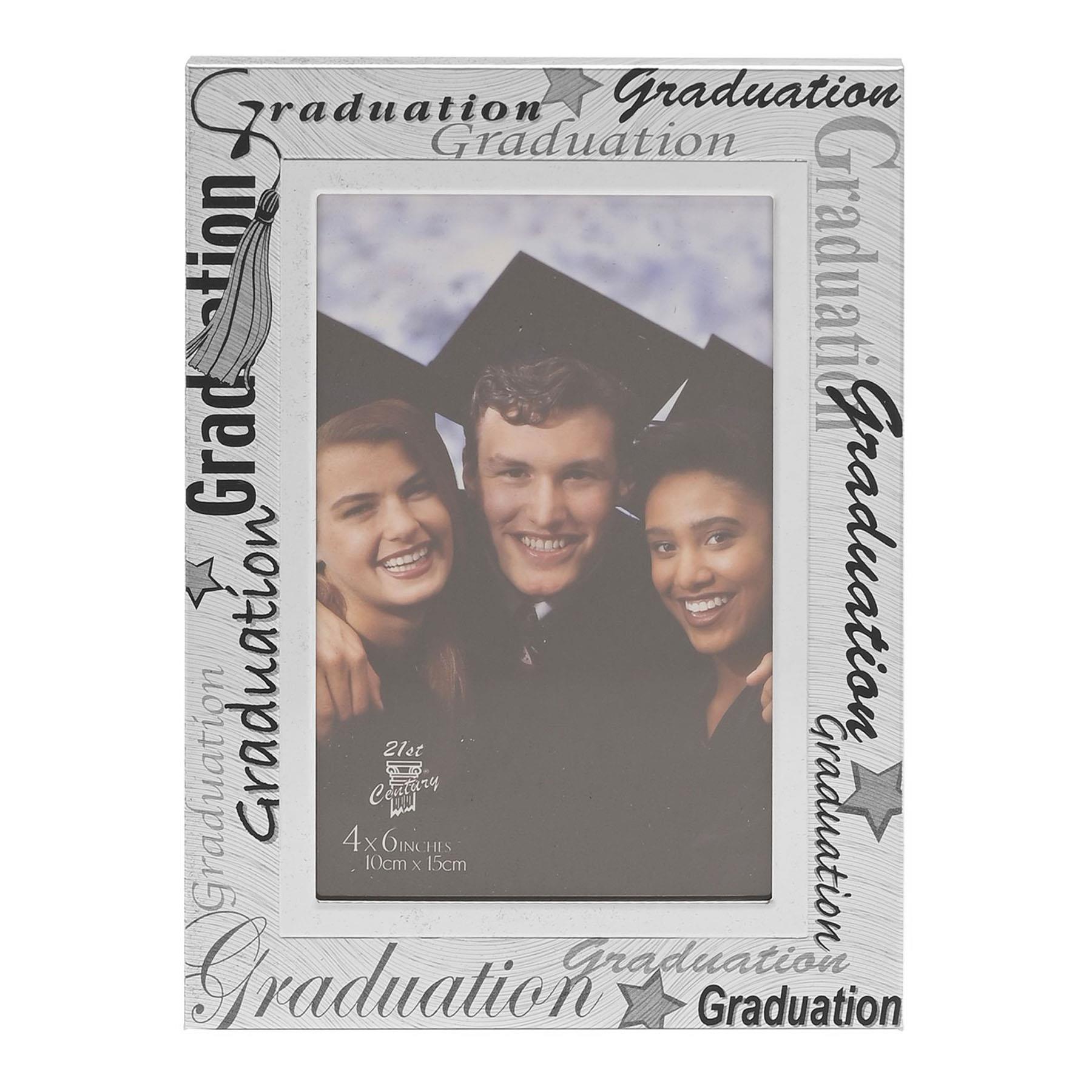 Silver 6'x4' Photo Frame with Black Script - Graduation FA15646
