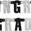 Graduation Black and Silver 4.5ft Letter Banner 'Congrats Grad'