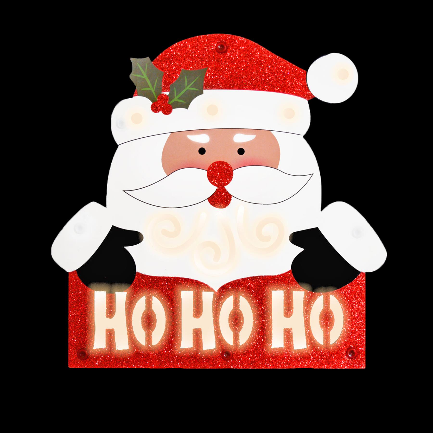 Christmas Battery Operated Glitter Hanging LED Sign - Santa Ho Ho Ho